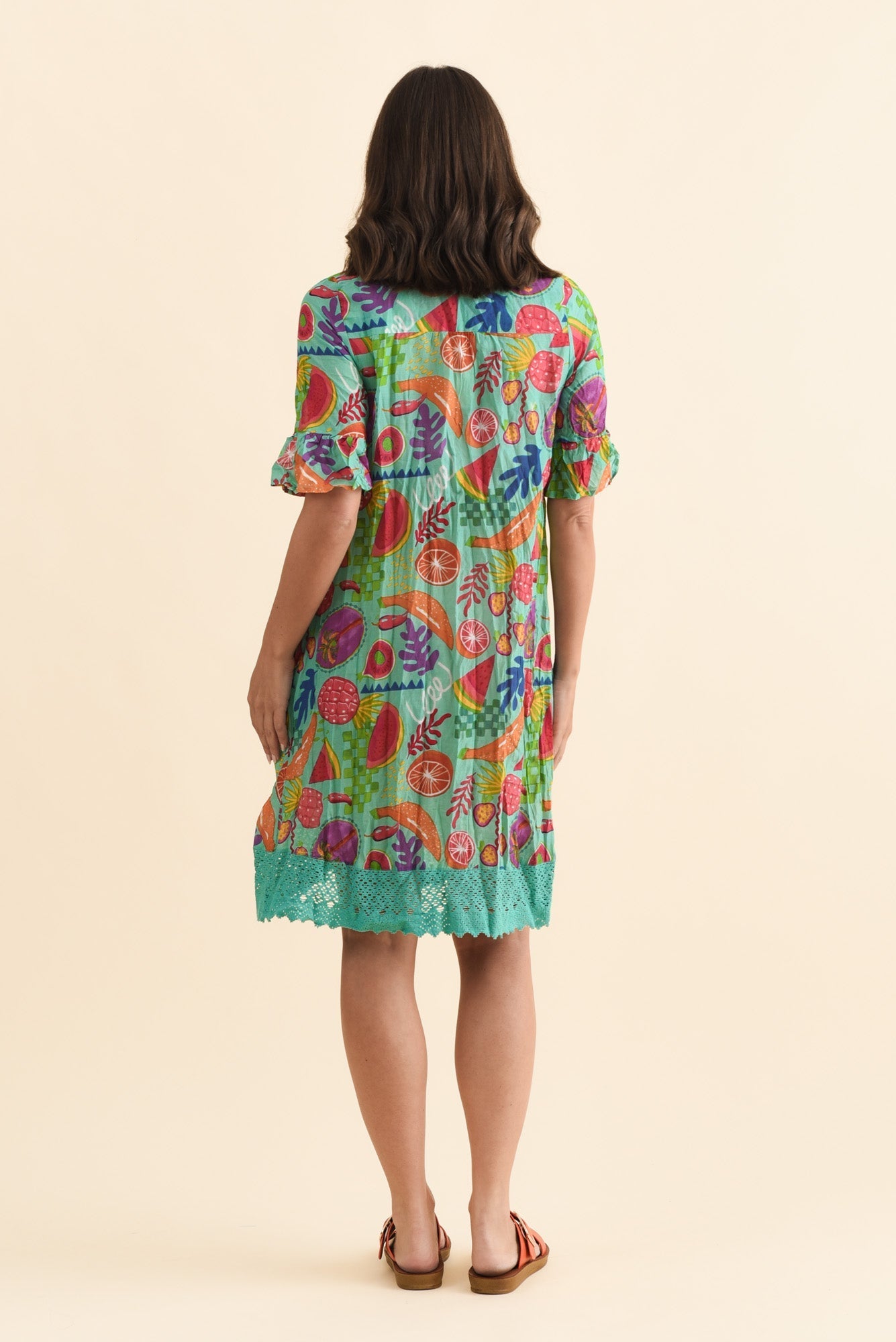 Cayman Blue Fruity Cotton Tunic Dress