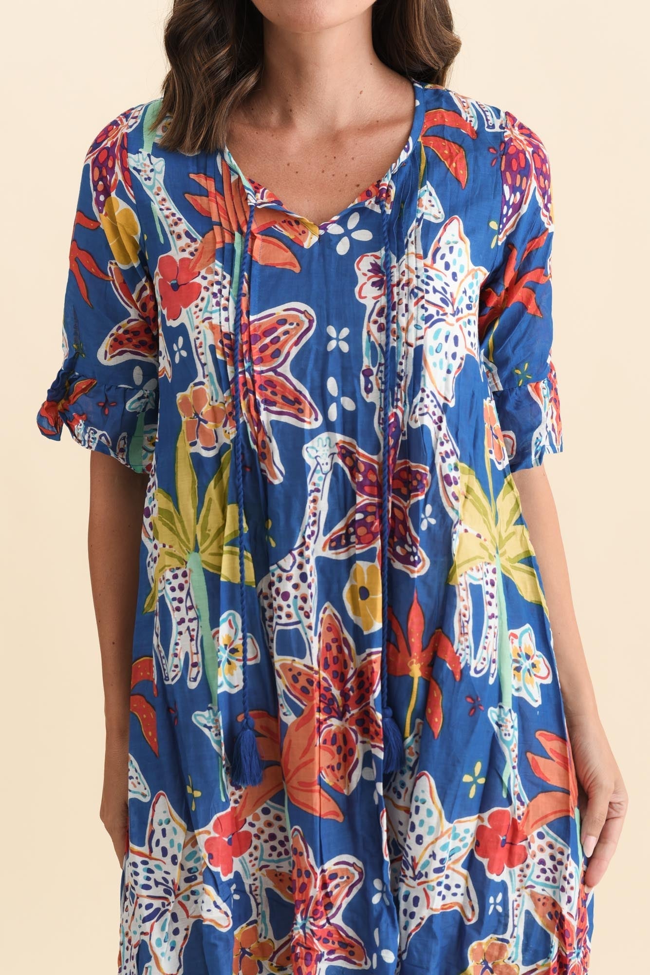 Cayman Blue Safari Cotton Tunic Dress