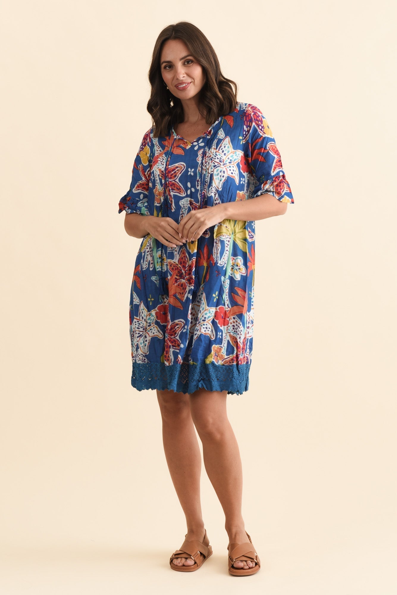 Cayman Blue Safari Cotton Tunic Dress
