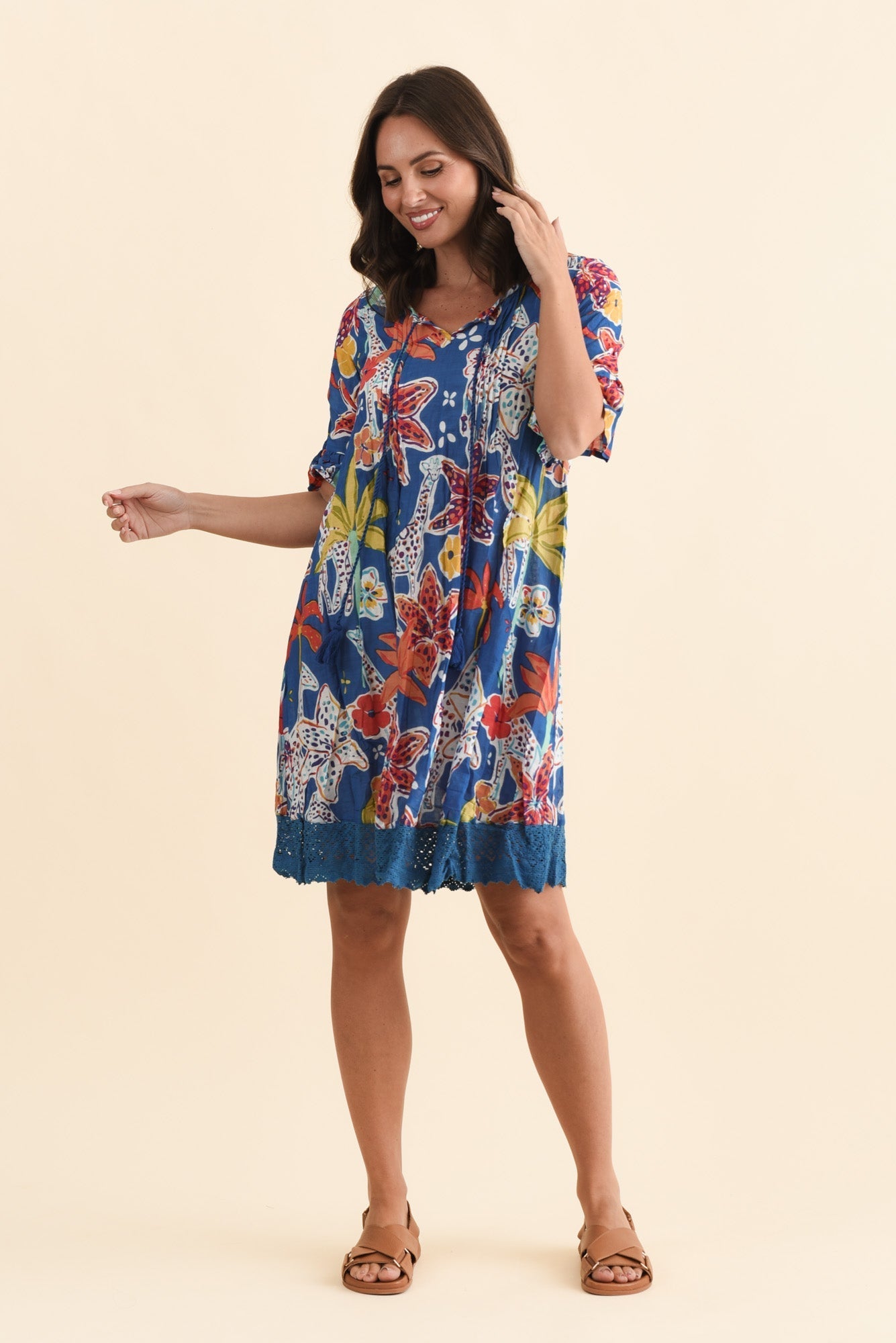 Cayman Blue Safari Cotton Tunic Dress