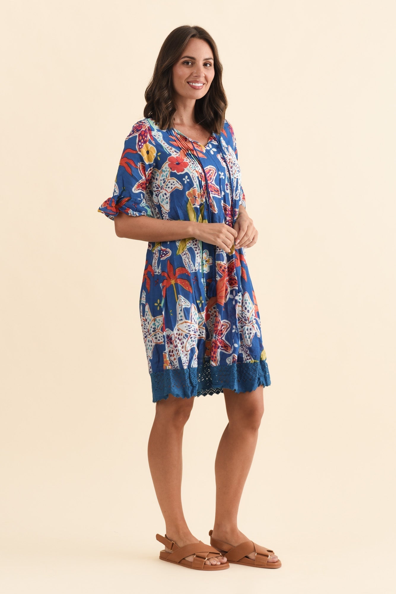 Cayman Blue Safari Cotton Tunic Dress