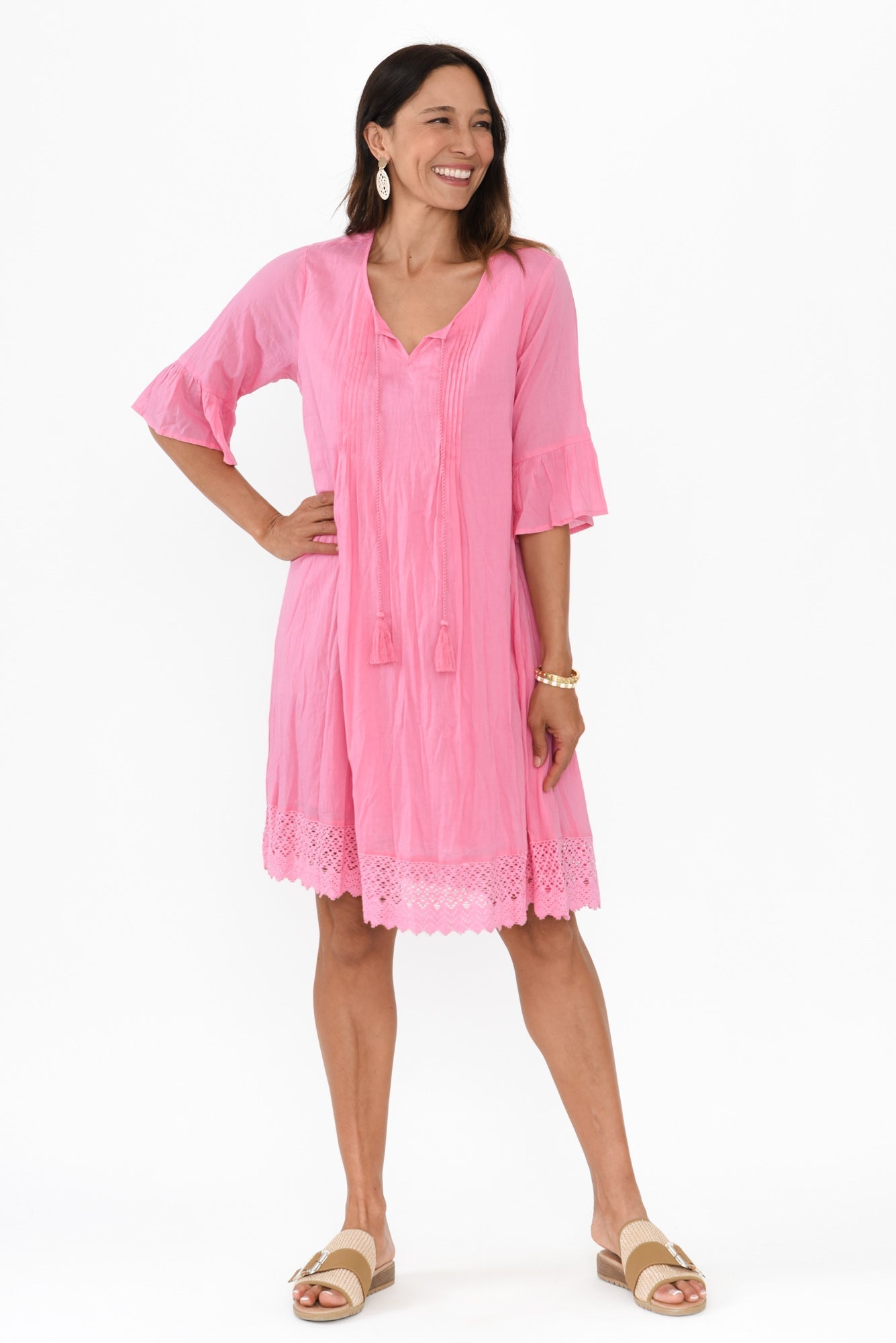 Cayman Bright Pink Cotton Tunic Dress