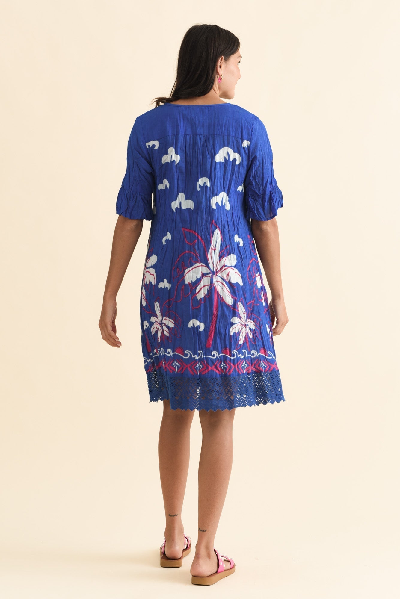 Cayman Cobalt Tropical Cotton Tunic Dress