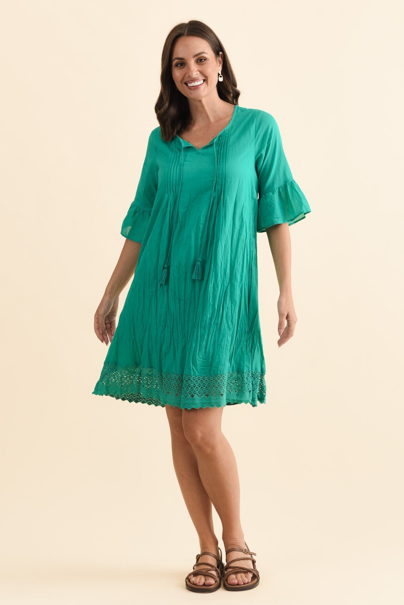Cayman Green Cotton Tunic Dress