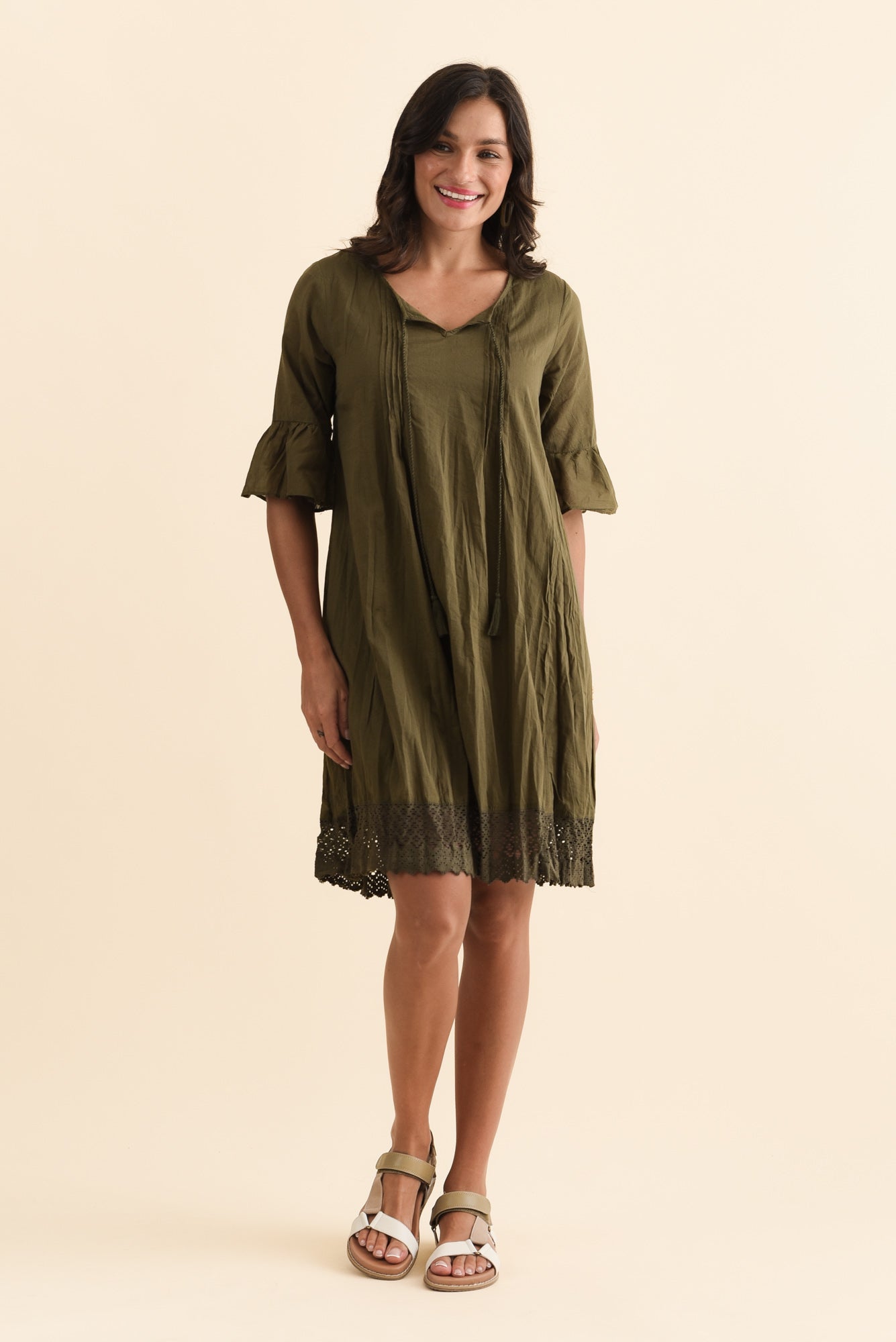 Cayman Khaki Cotton Tunic Dress