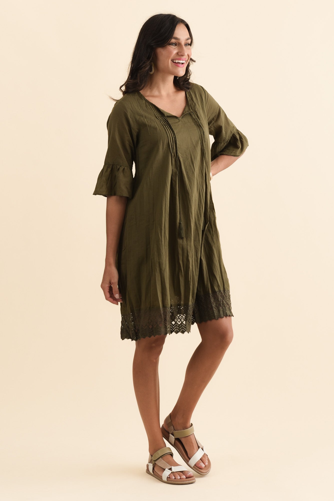 Cayman Khaki Cotton Tunic Dress