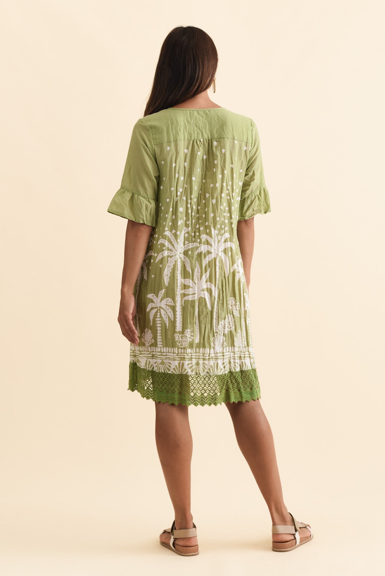 Cayman Khaki Palm Cotton Tunic Dress