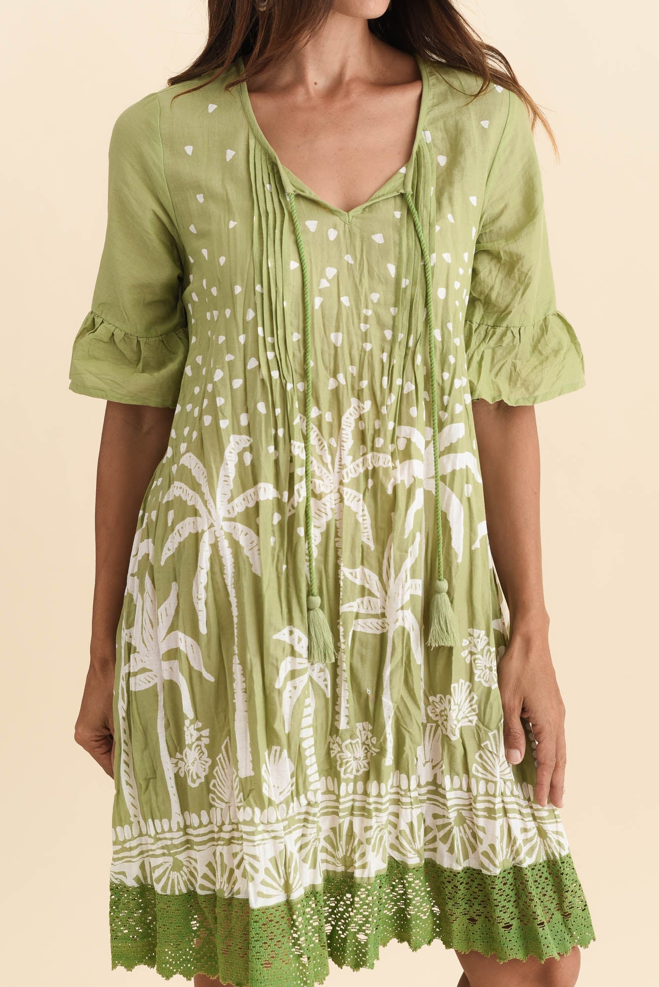 Cayman Khaki Palm Cotton Tunic Dress