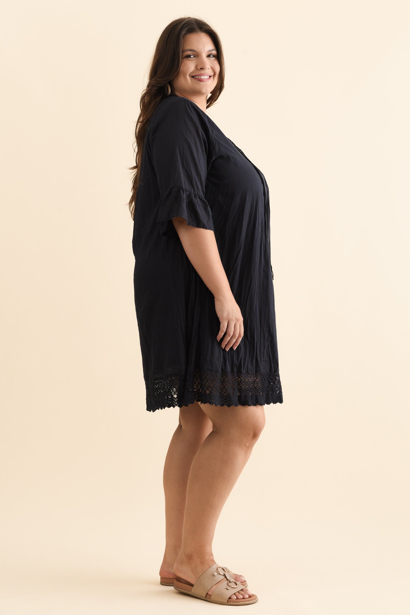 Cayman Navy Cotton Tunic Dress