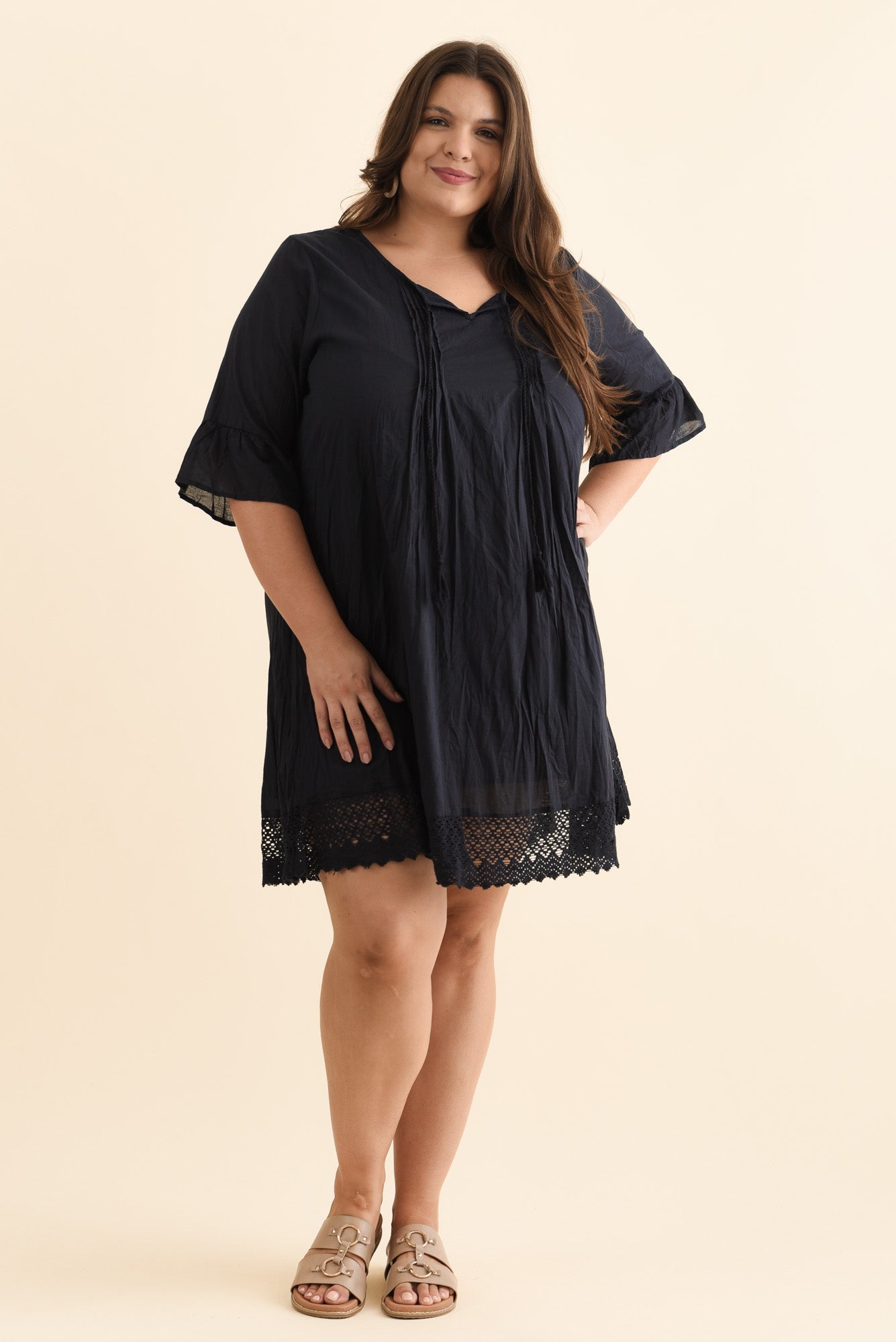 Cayman Navy Cotton Tunic Dress
