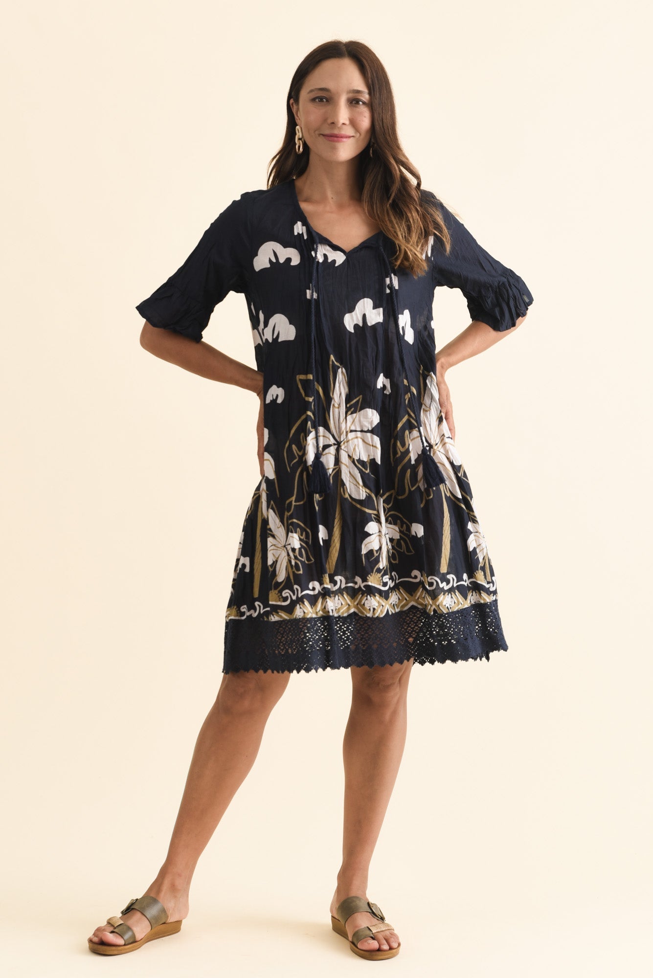Cayman Navy Seaside Cotton Tunic Dress