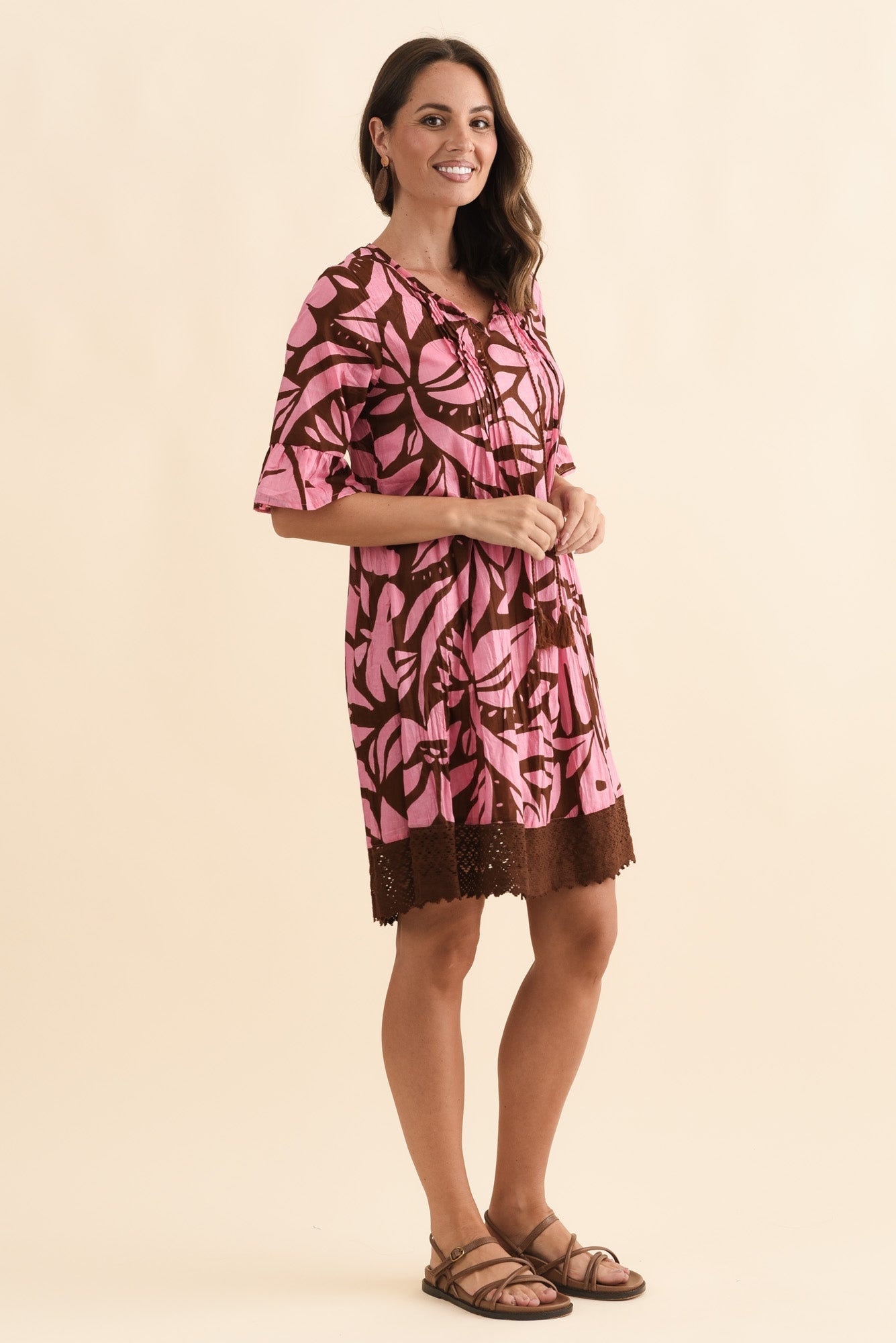Cayman Pink Botanical Cotton Tunic Dress