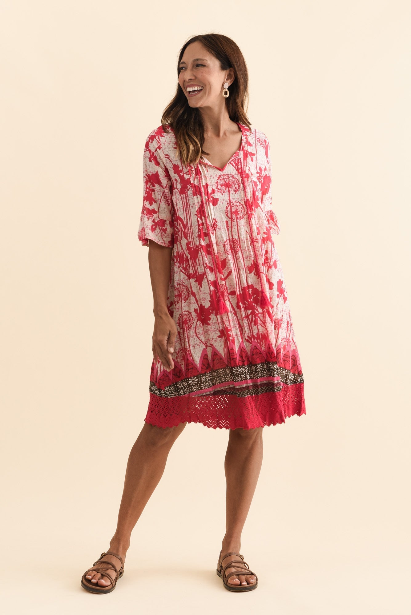 Cayman Pink Dandelion Cotton Tunic Dress