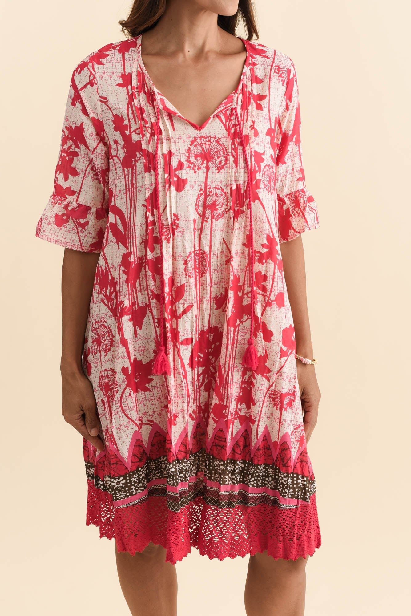 Cayman Pink Dandelion Cotton Tunic Dress