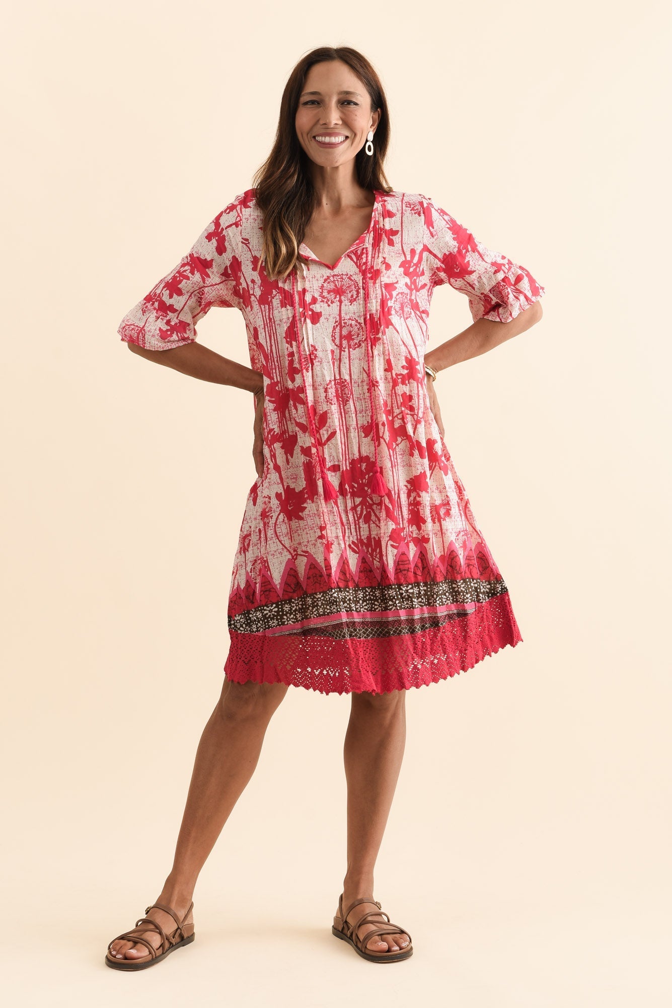 Cayman Pink Dandelion Cotton Tunic Dress