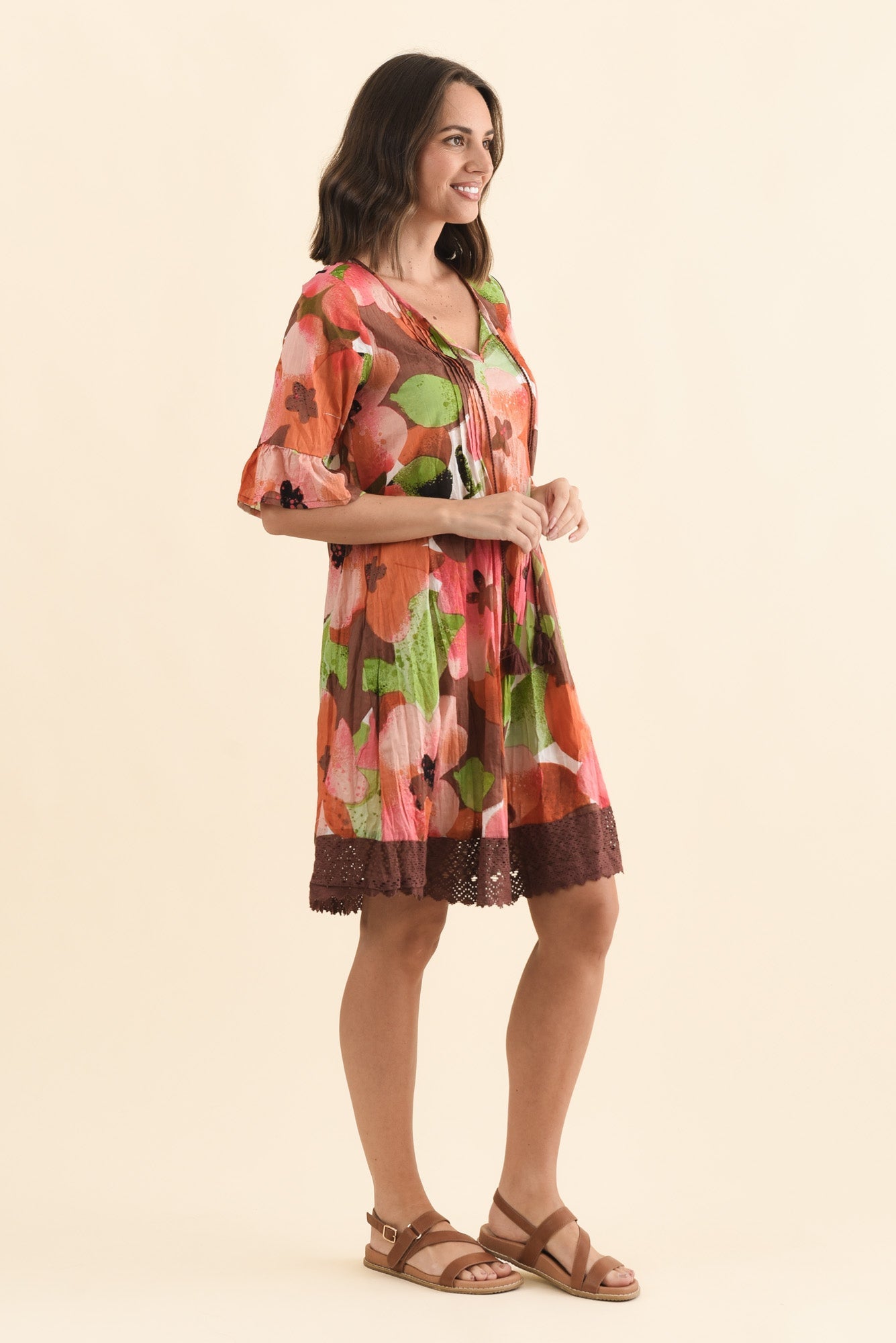 Cayman Pink Floral Cotton Tunic Dress