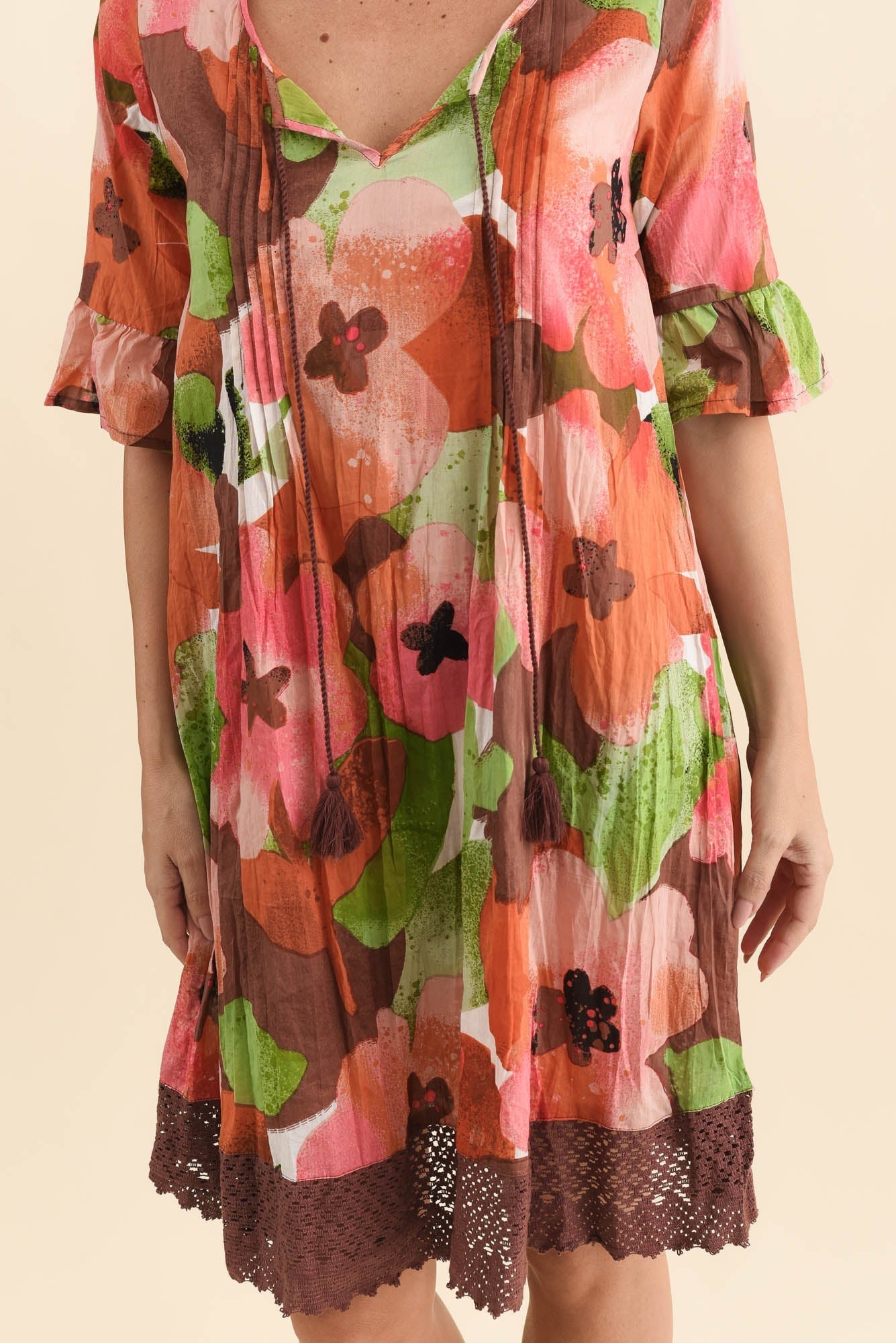 Cayman Pink Floral Cotton Tunic Dress