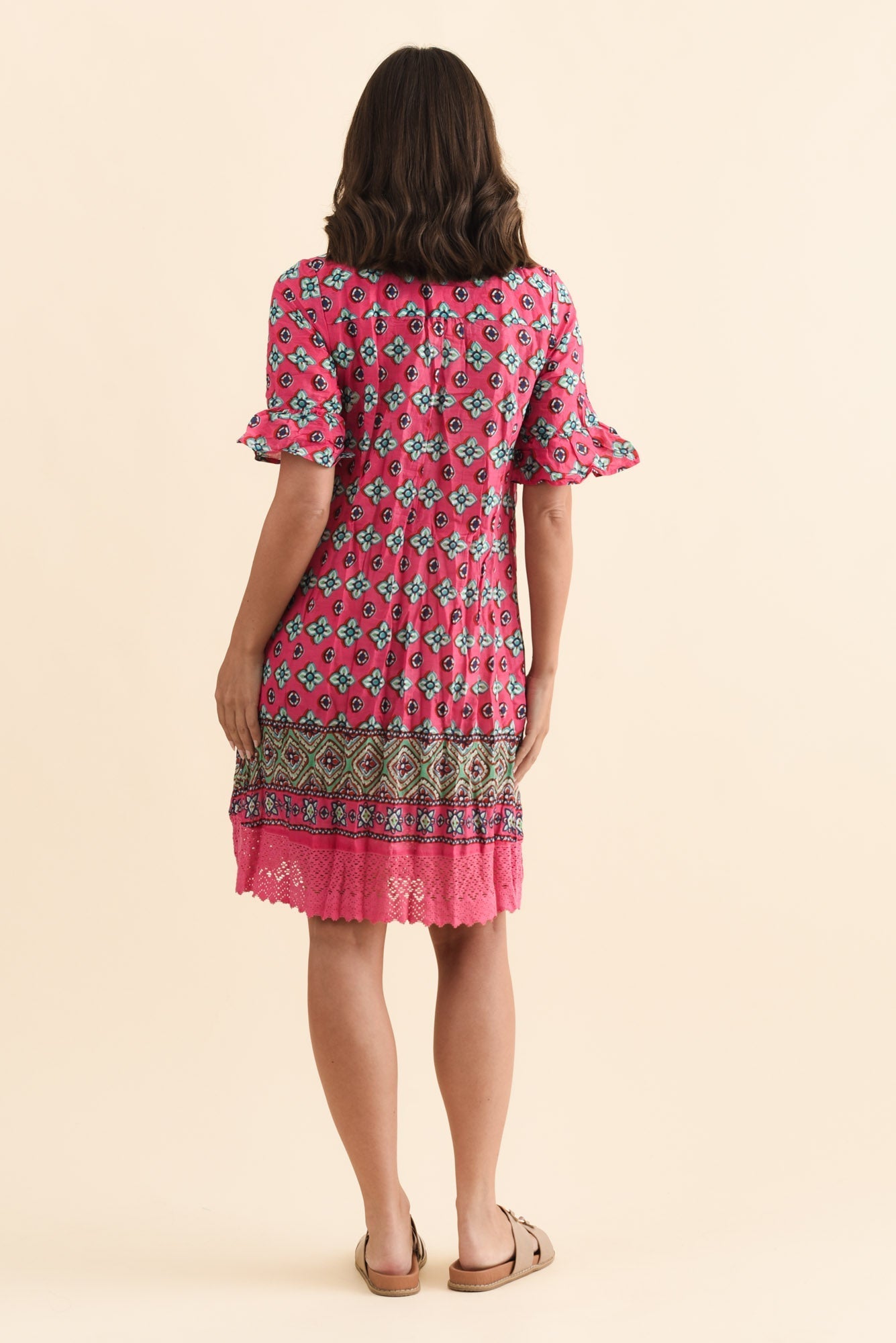 Cayman Pink Motif Cotton Tunic Dress