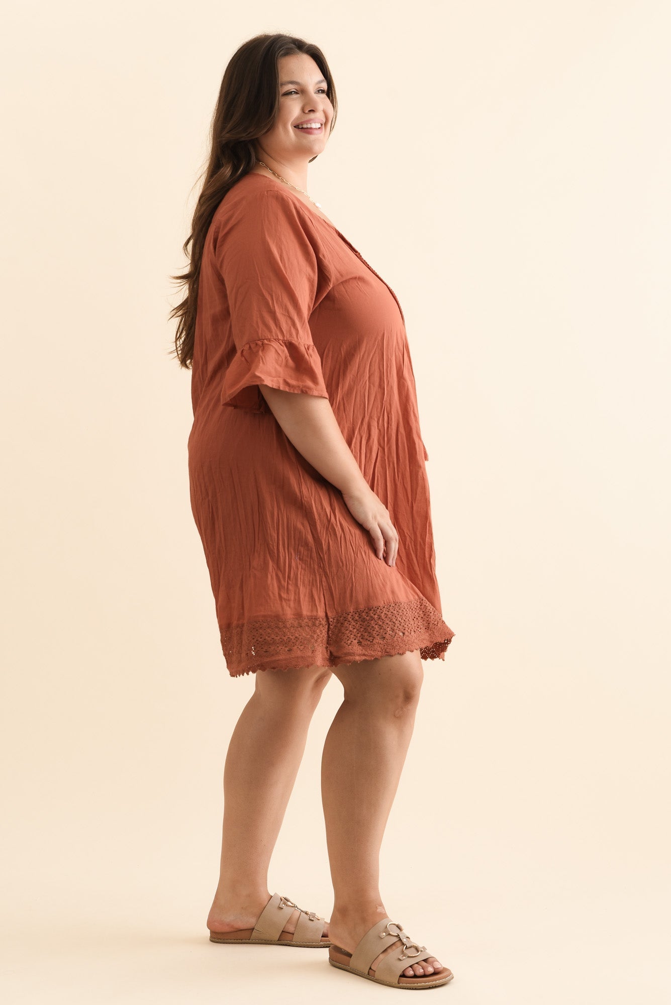 Cayman Rust Cotton Tunic Dress