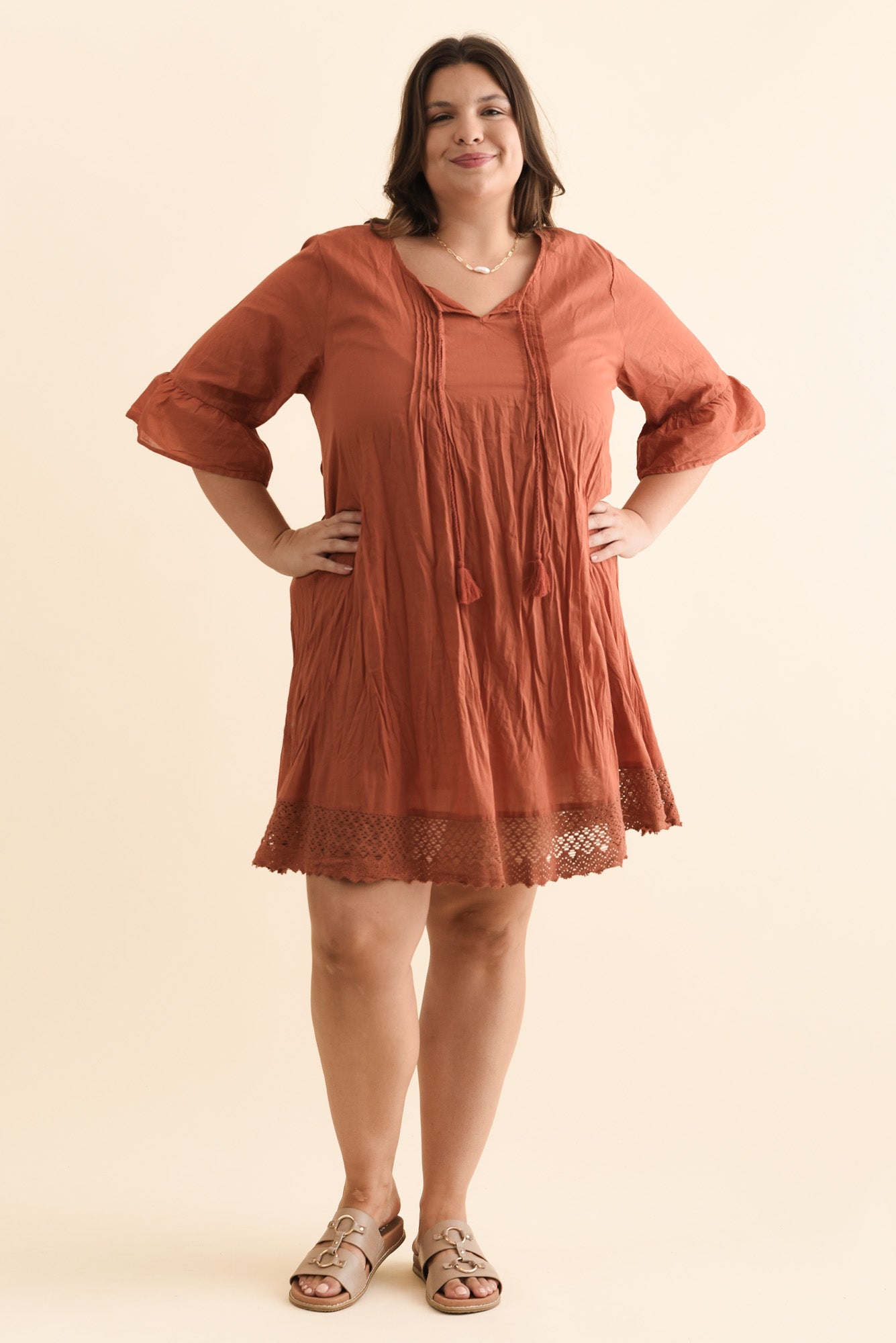 Cayman Rust Cotton Tunic Dress