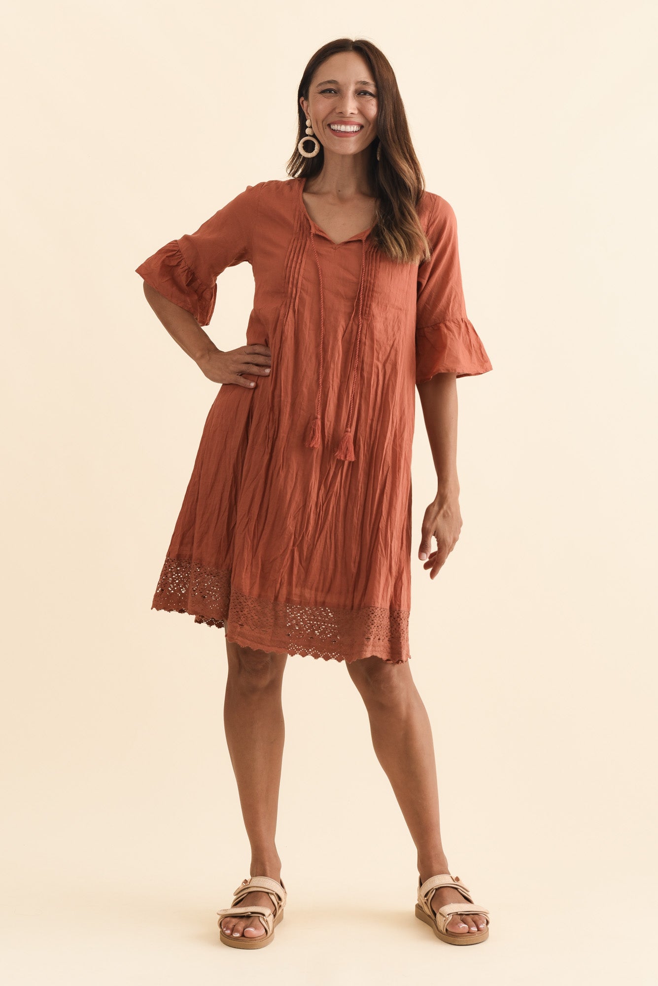 Cayman Rust Cotton Tunic Dress