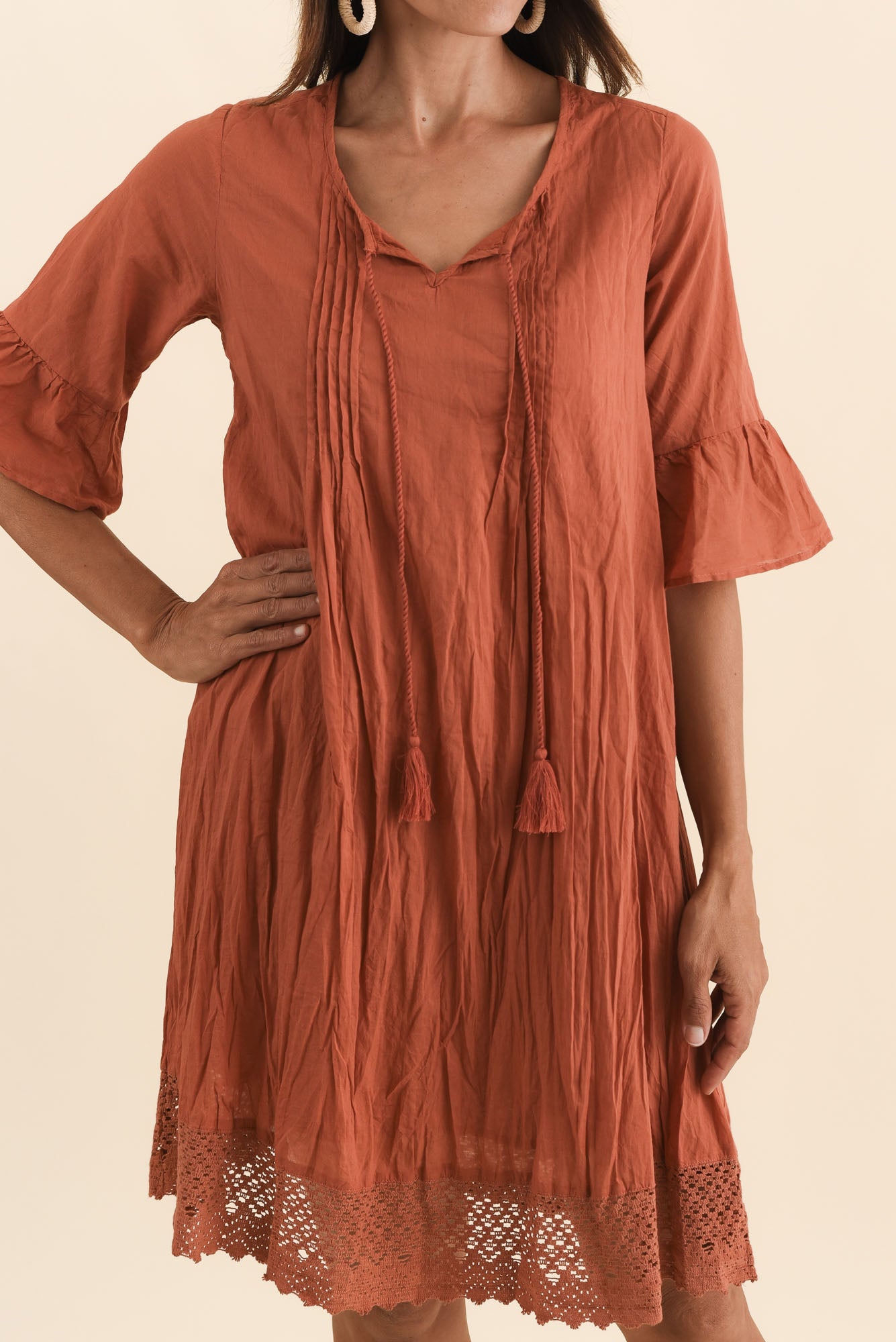 Cayman Rust Cotton Tunic Dress
