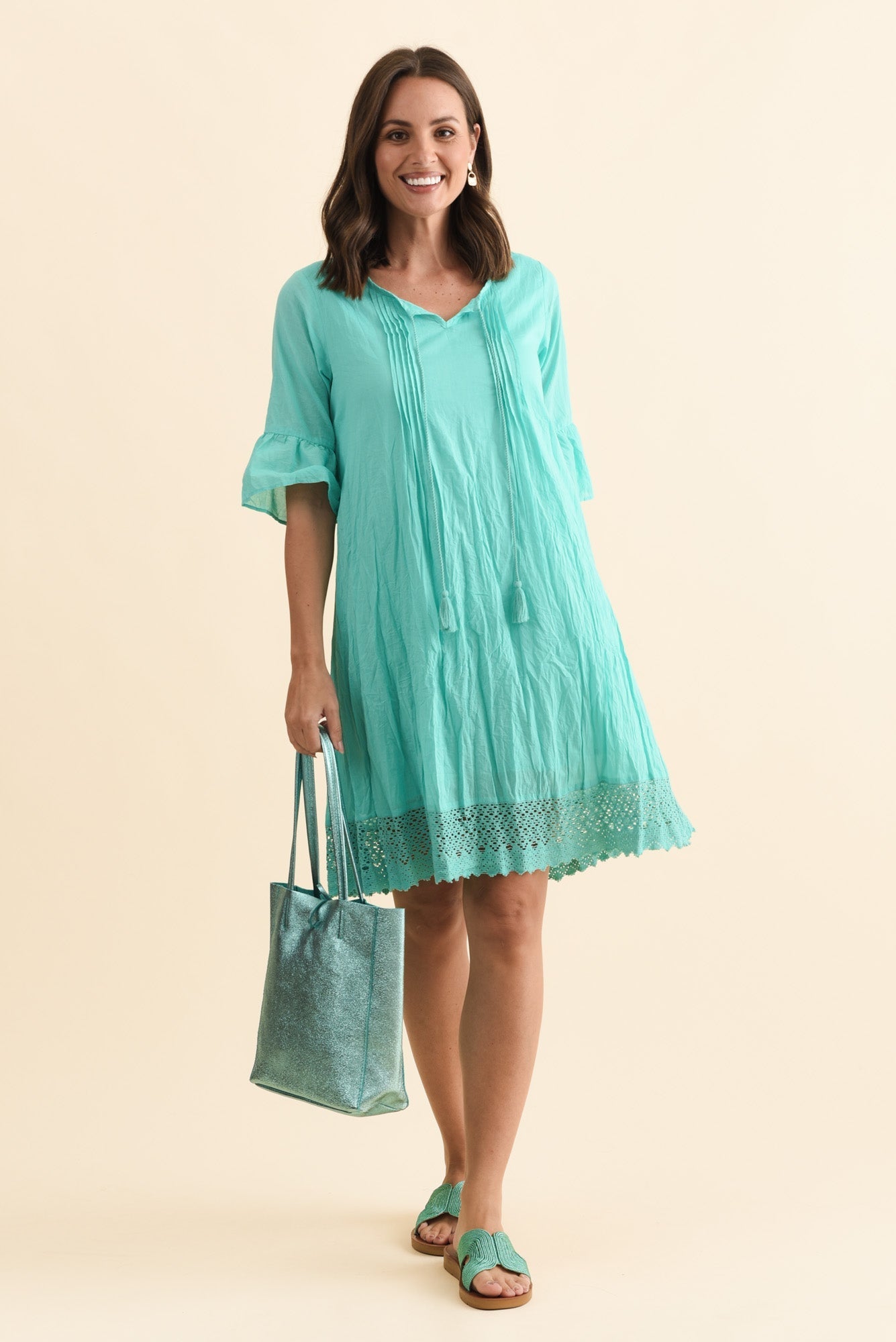 Cayman Sky Blue Cotton Tunic Dress