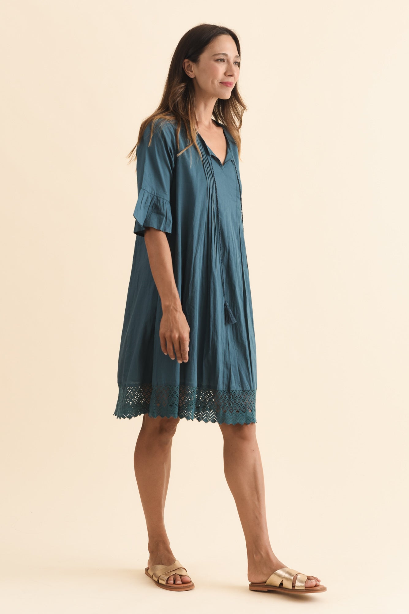 Cayman Teal Cotton Tunic Dress