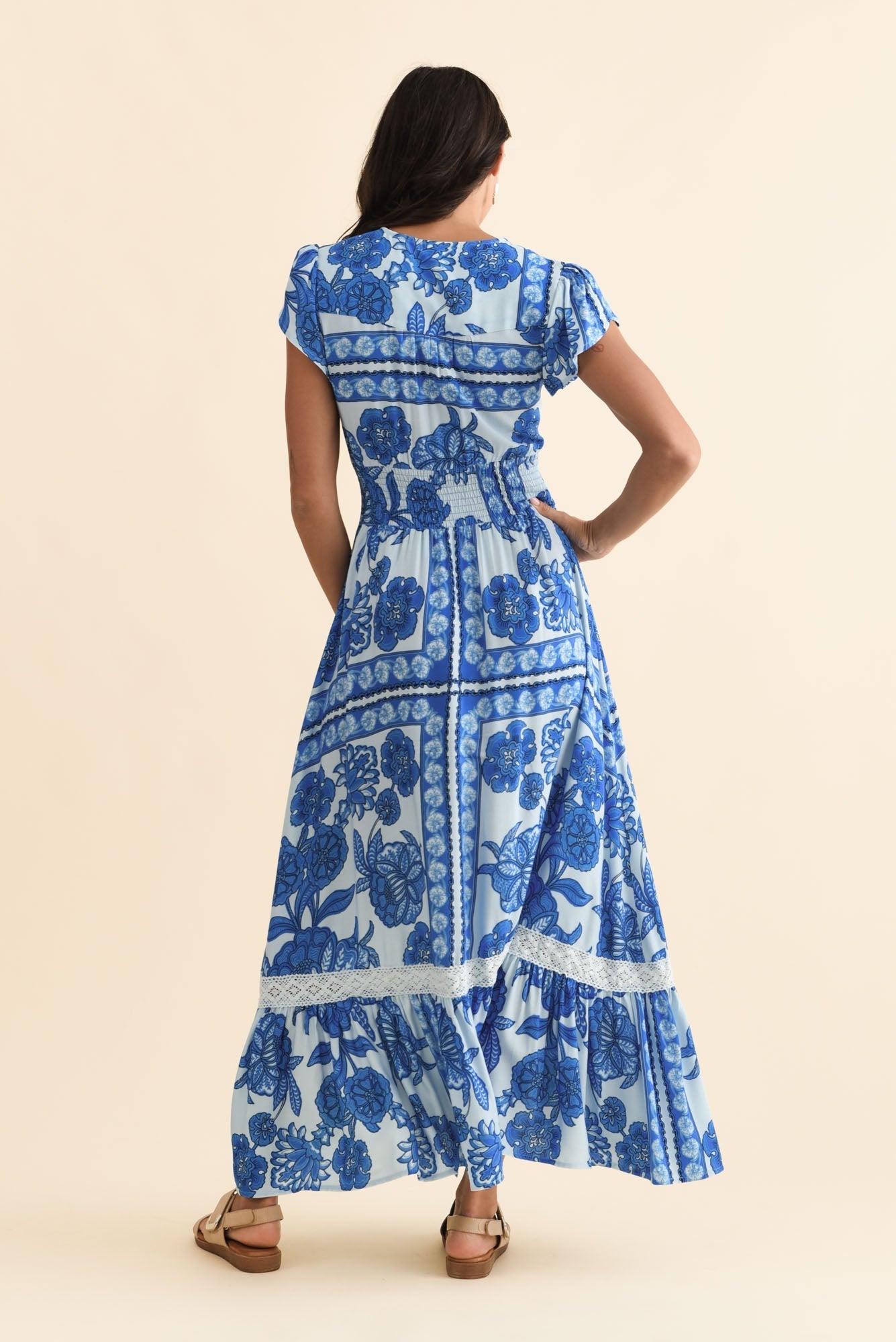 Chappelle Blue Bloom Button Dress