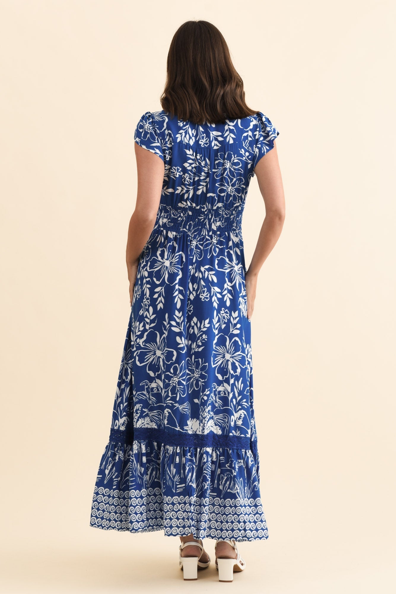 Chappelle Blue Floral Button Dress