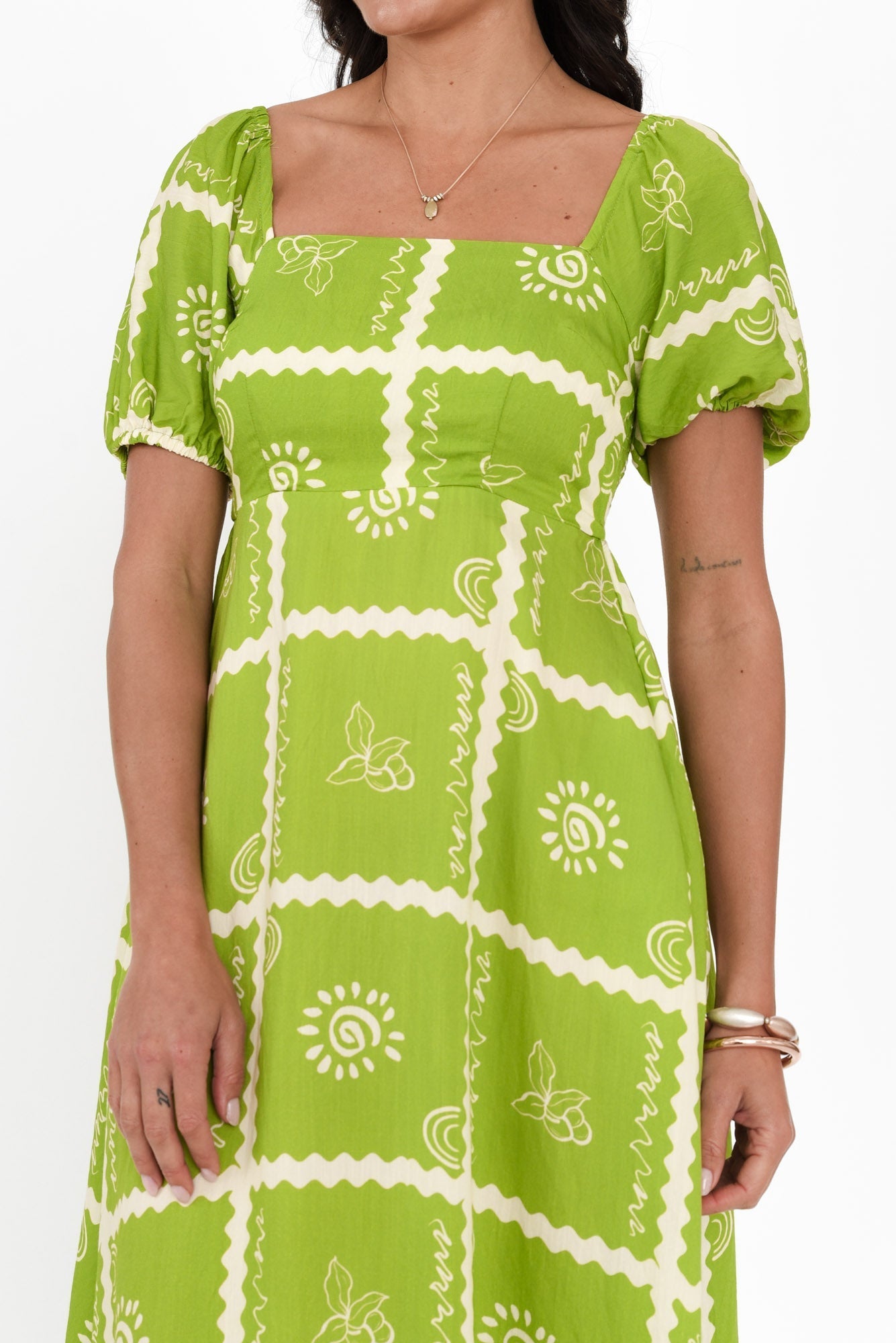 Charlotte Green Tile Maxi Dress