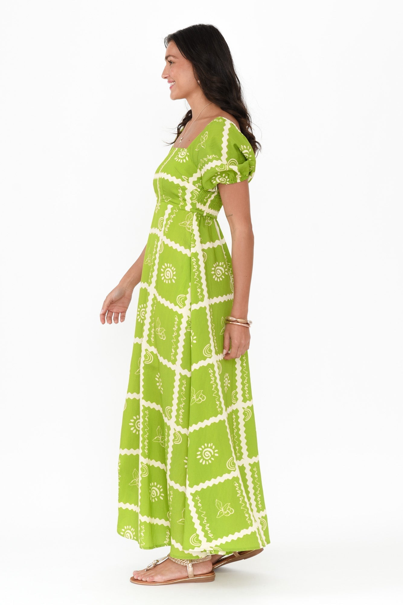 Charlotte Green Tile Maxi Dress