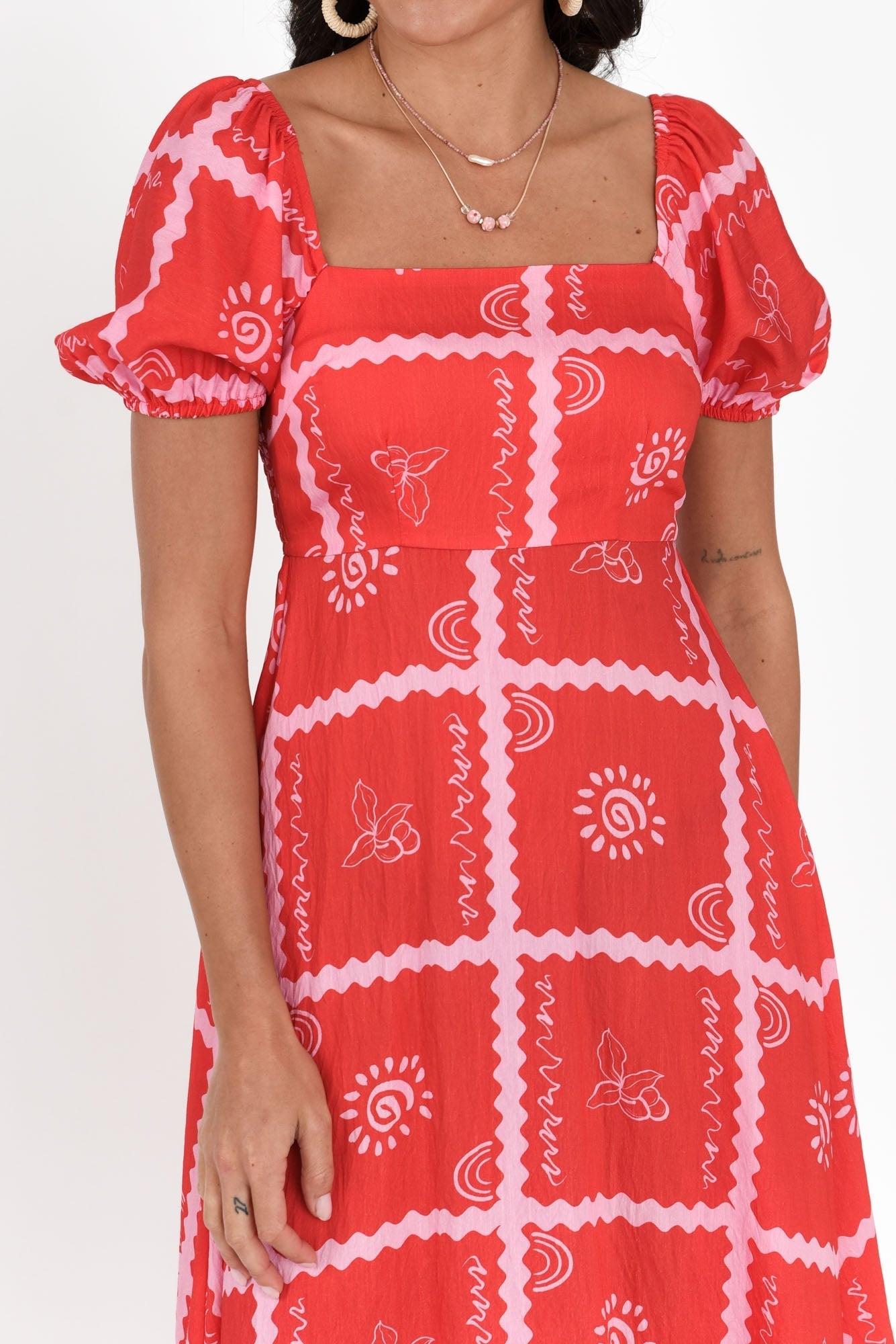 Charlotte Red Tile Maxi Dress