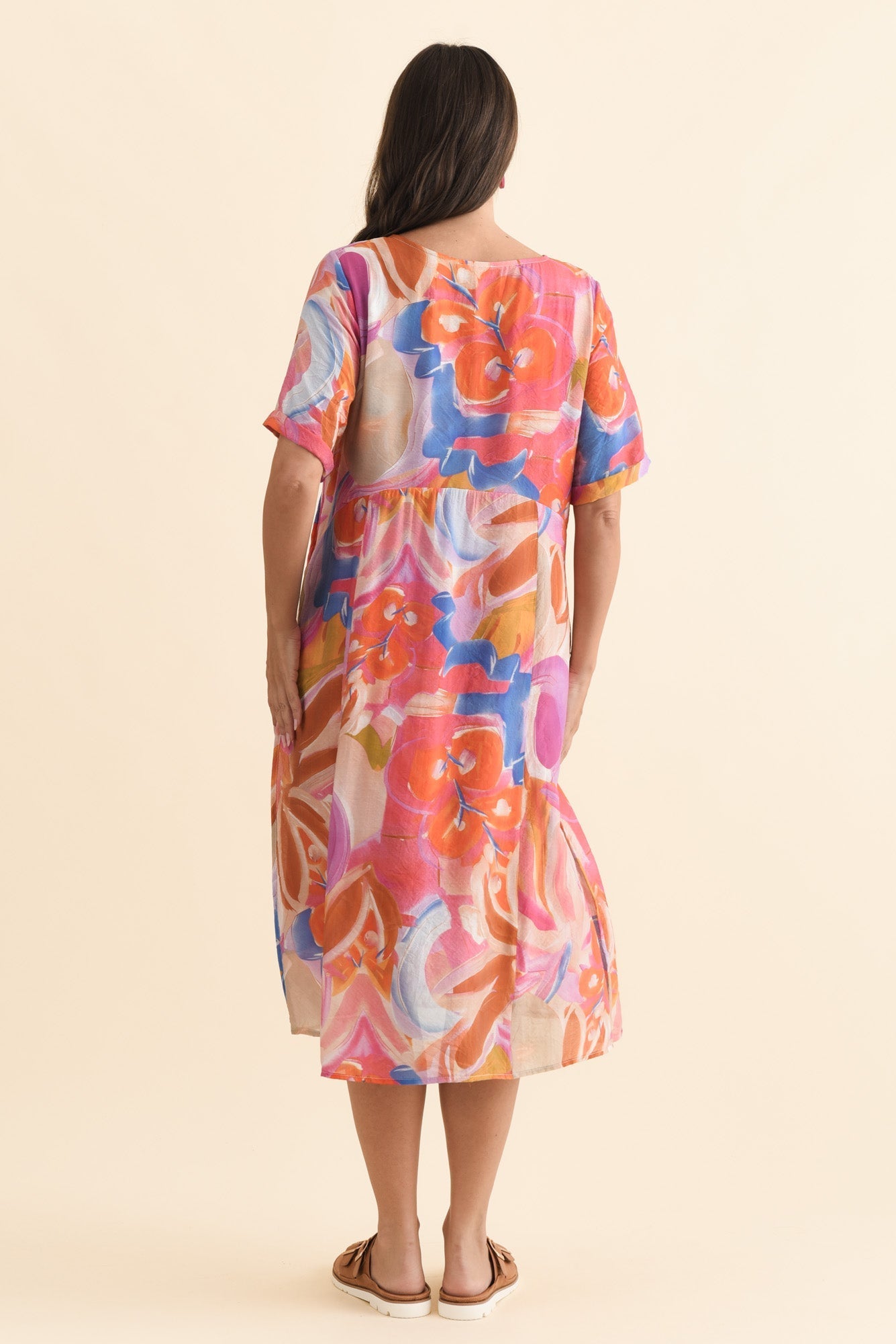 Christie Orange Floral Pocket Dress