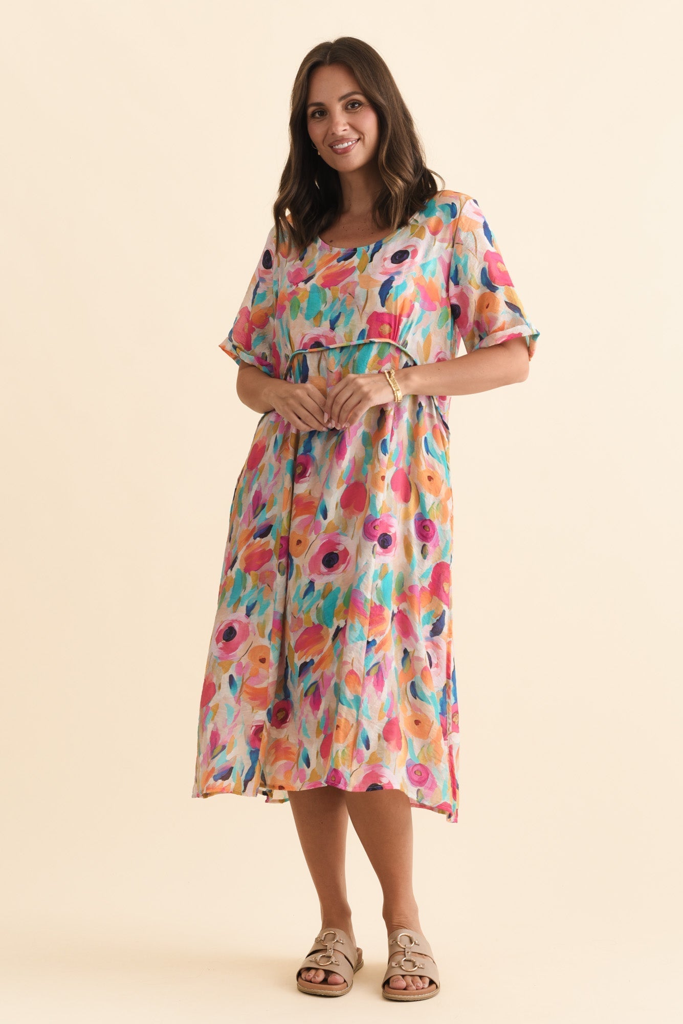 Christie Pink Floral Pocket Dress