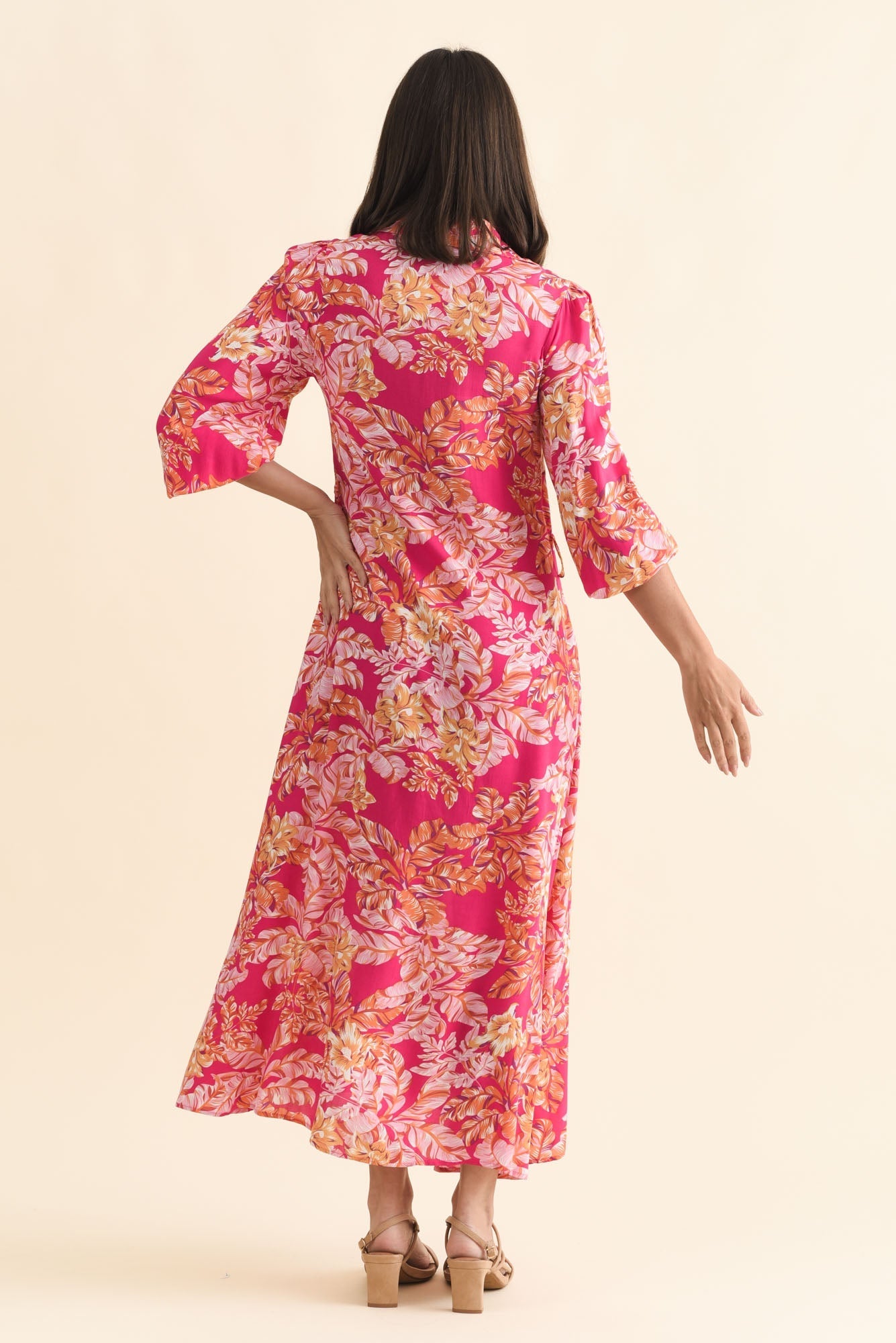 Ciera Pink Floral Shirt Dress