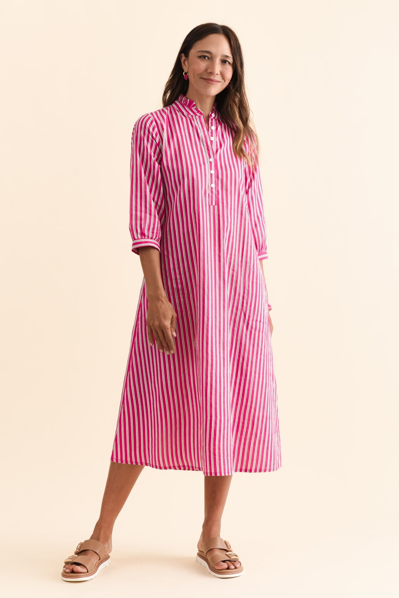 Clive Pink Stripe Cotton Dress