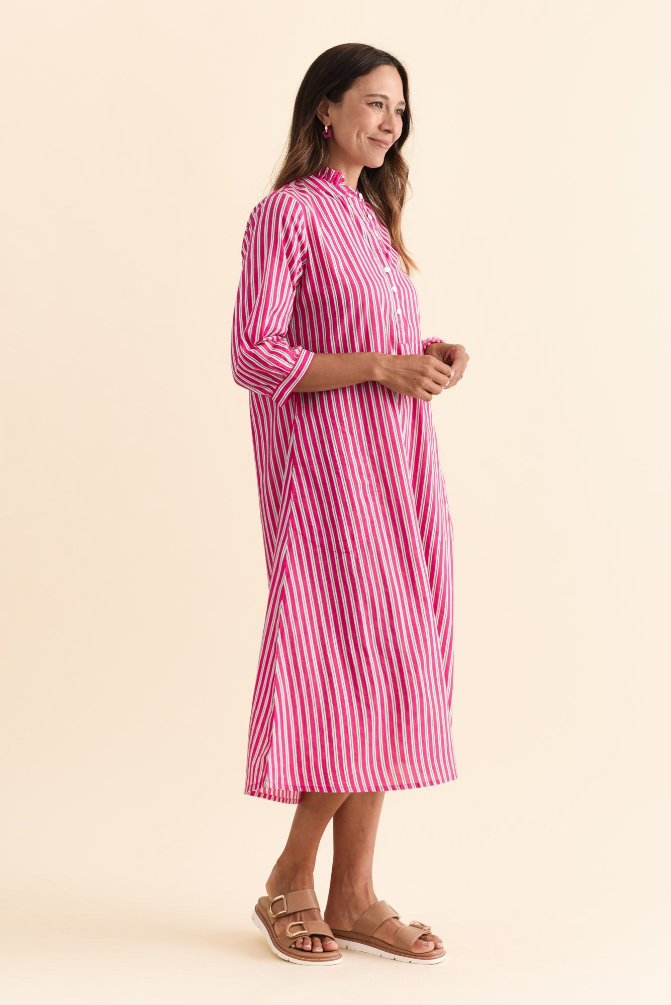 Clive Pink Stripe Cotton Dress