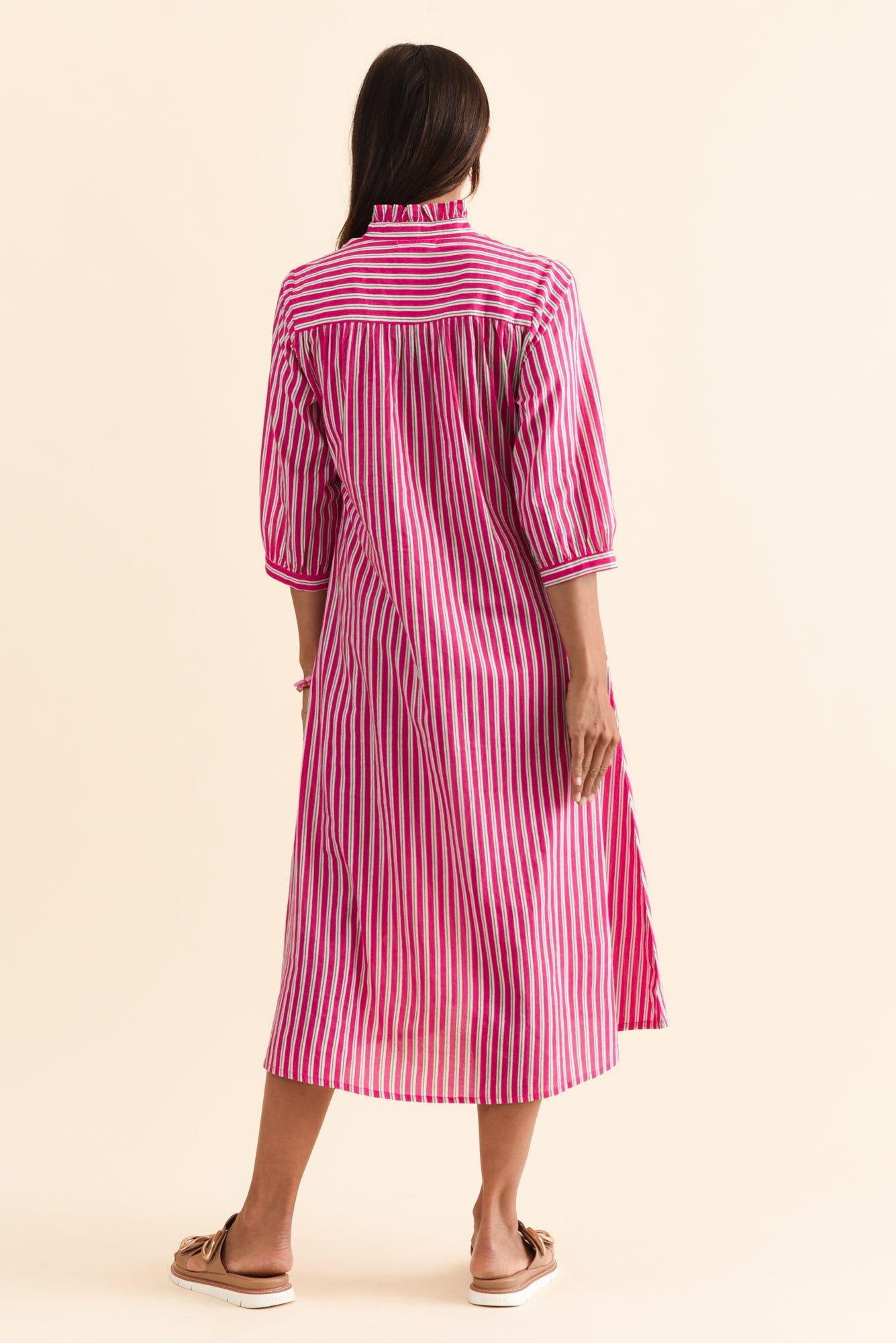 Clive Pink Stripe Cotton Dress