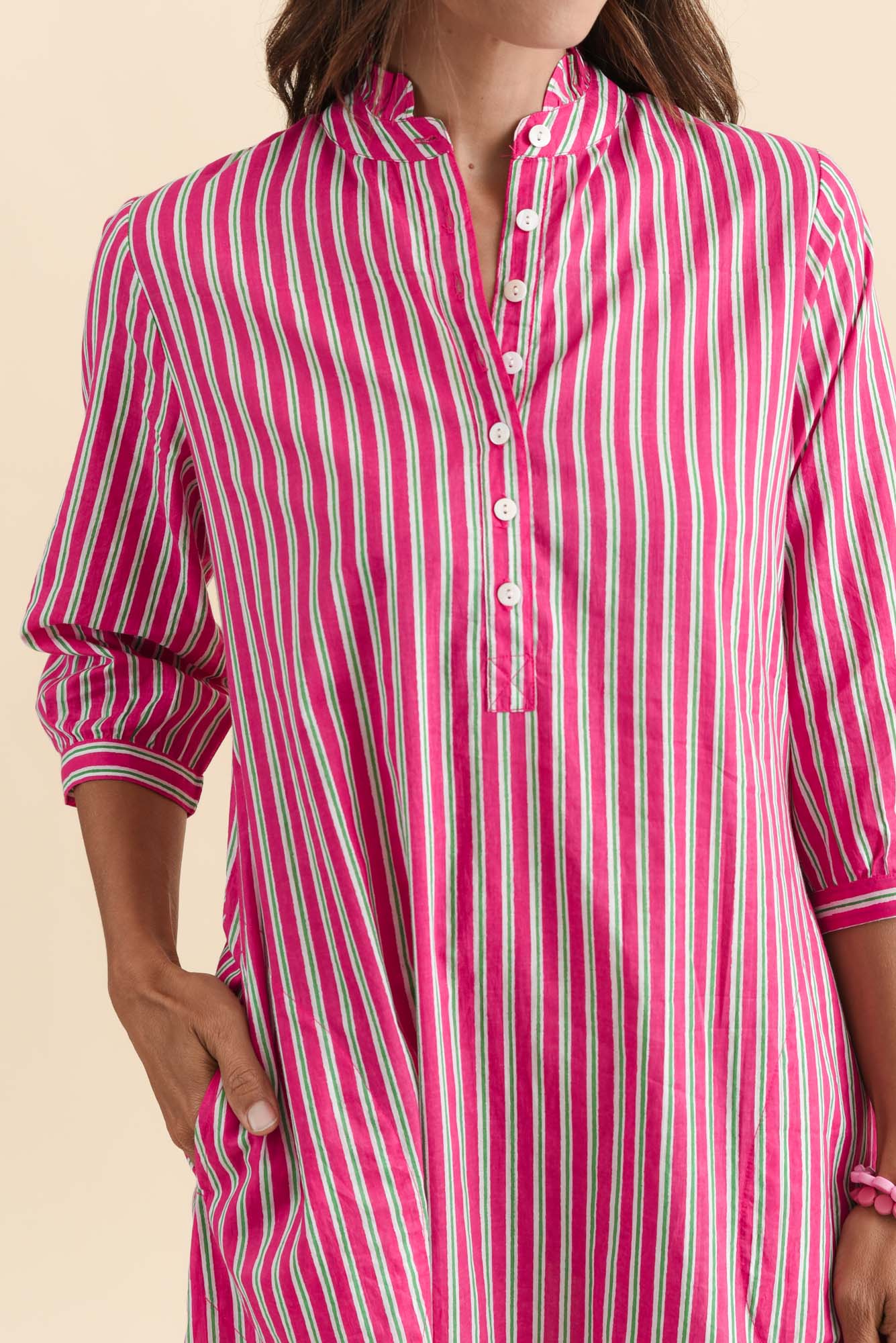 Clive Pink Stripe Cotton Dress