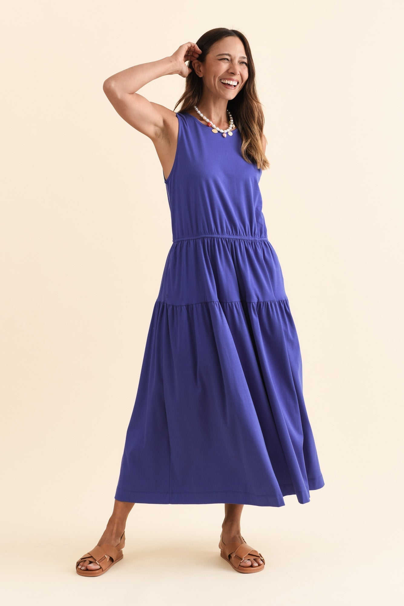 Coco Blue Cotton Tier Dress