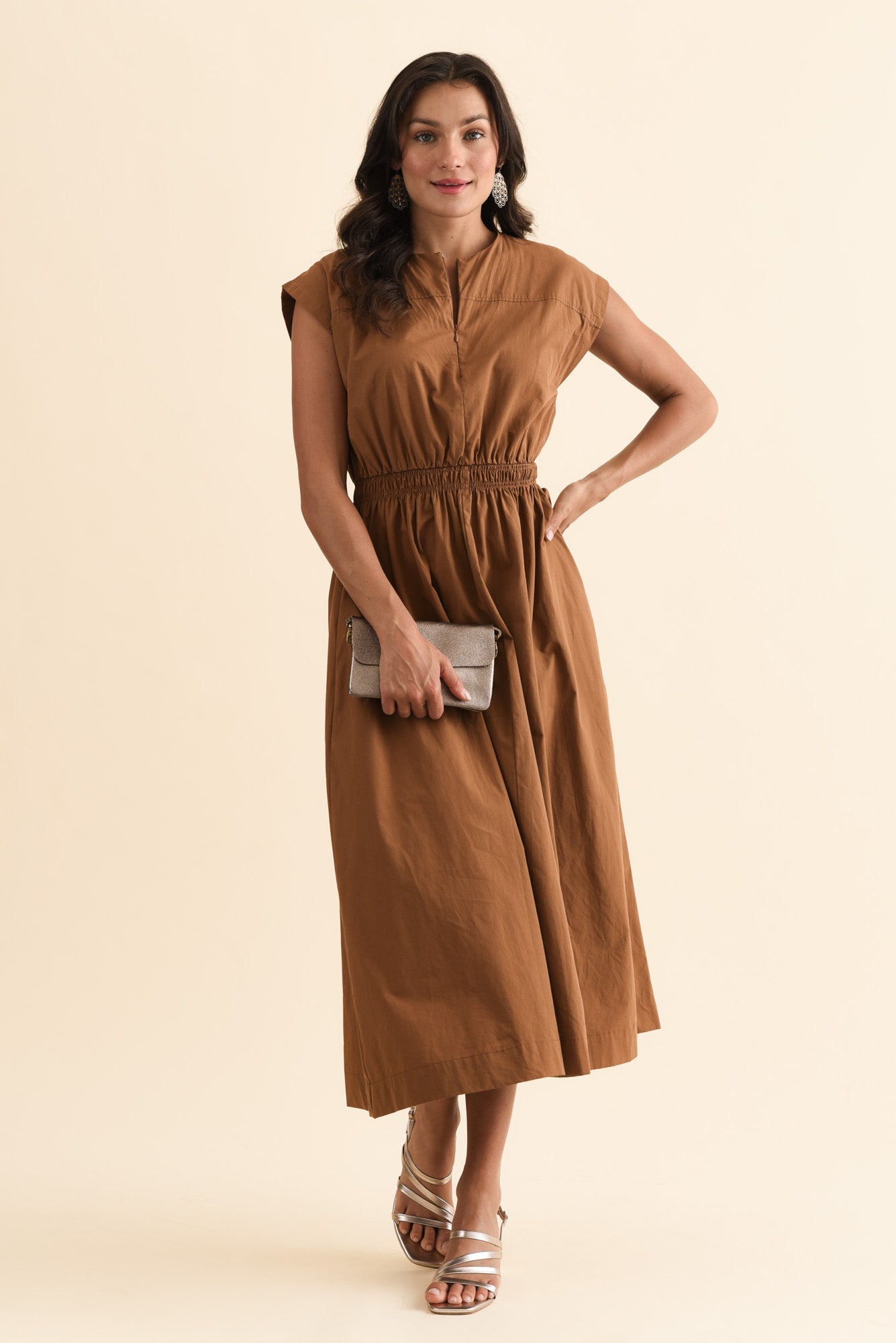 Cooper Mocha Cotton Pocket Dress