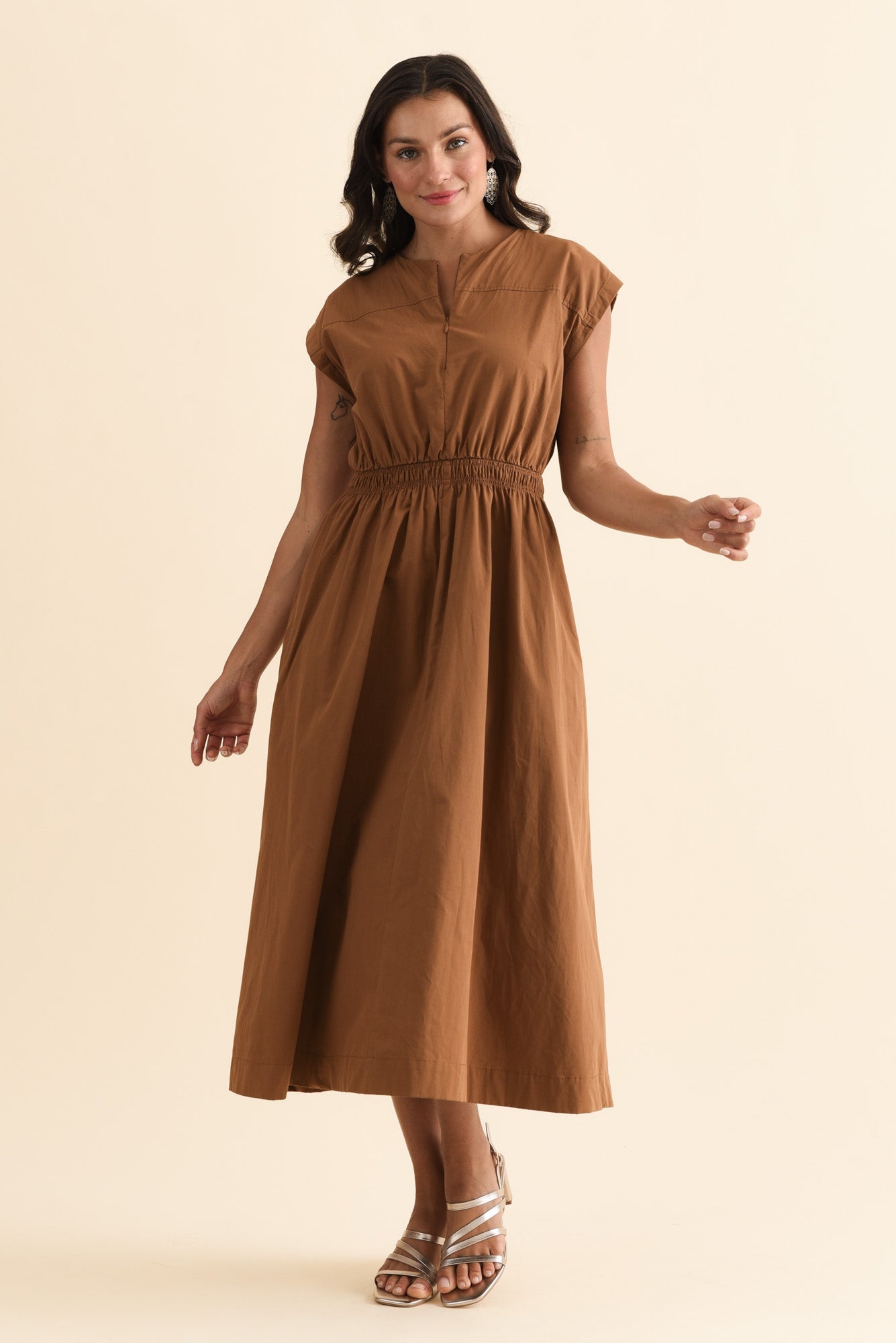 Cooper Mocha Cotton Pocket Dress