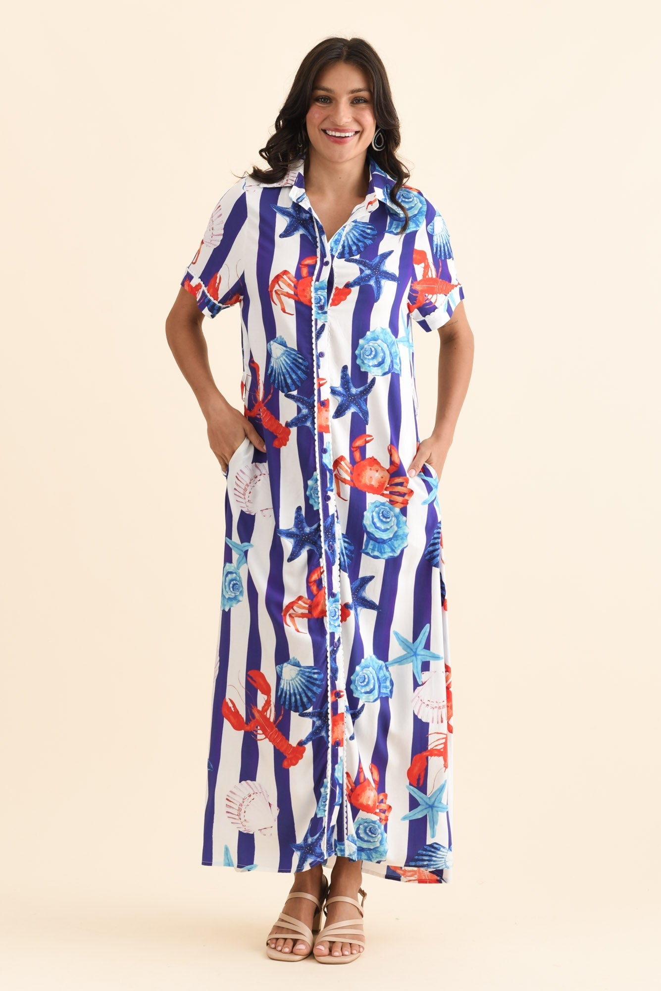 Corine Blue Beach Tie Dress