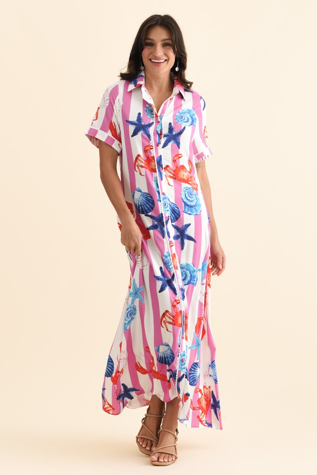 Corine Pink Beach Tie Dress