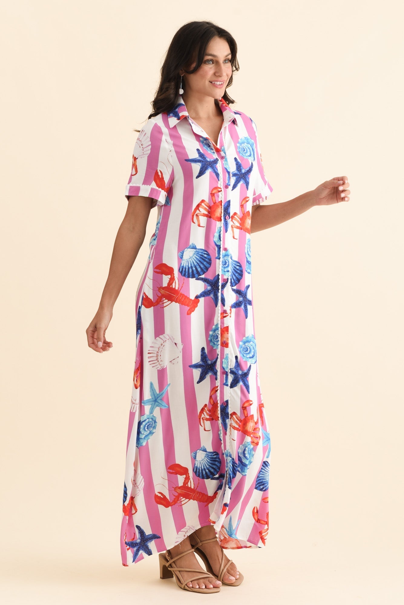 Corine Pink Beach Tie Dress
