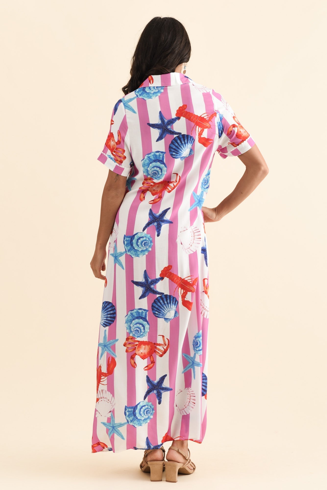 Corine Pink Beach Tie Dress