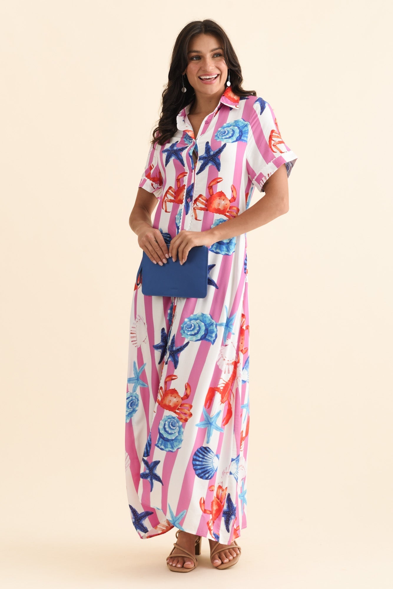 Corine Pink Beach Tie Dress