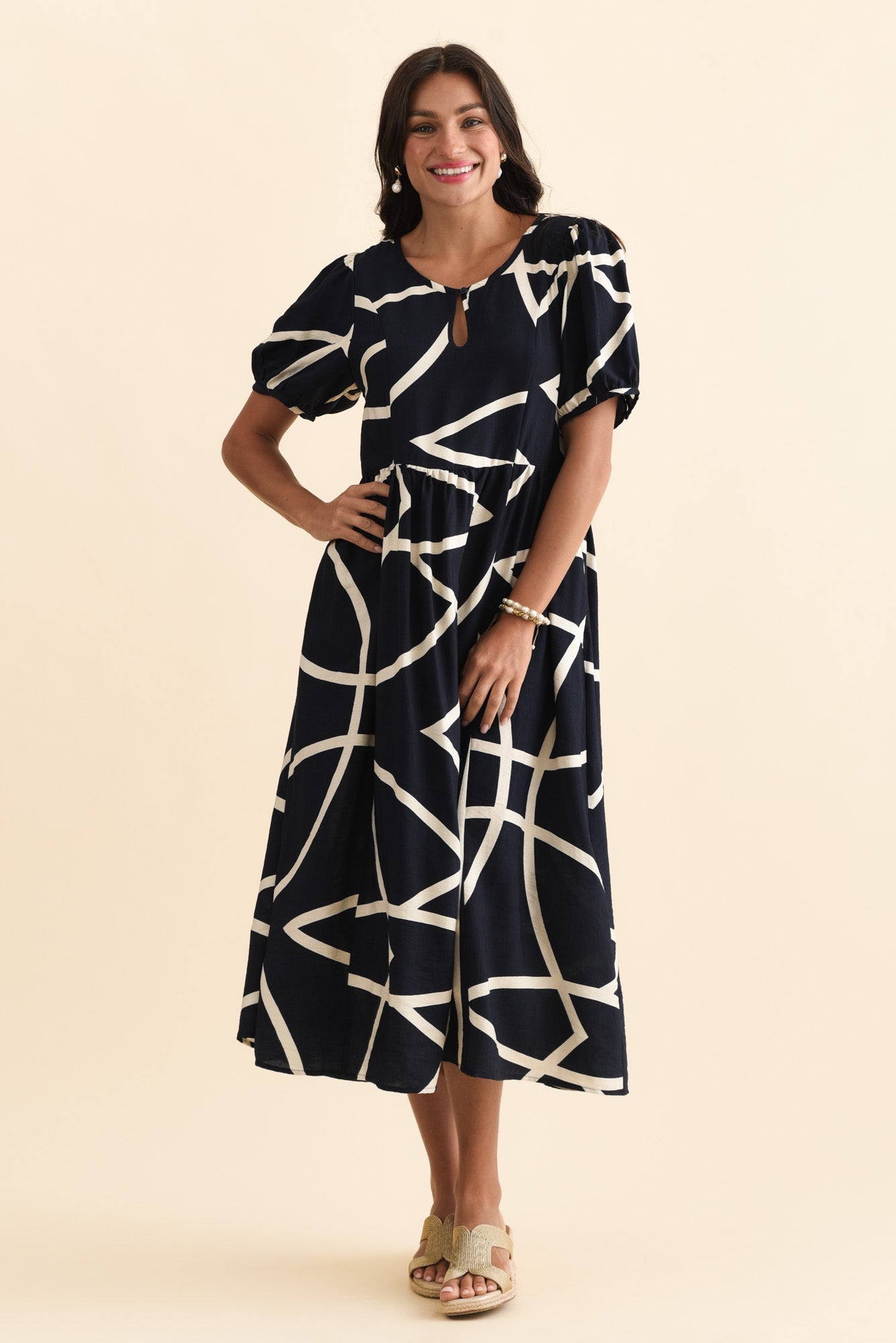 Cosgrove Navy Abstract Pocket Dress