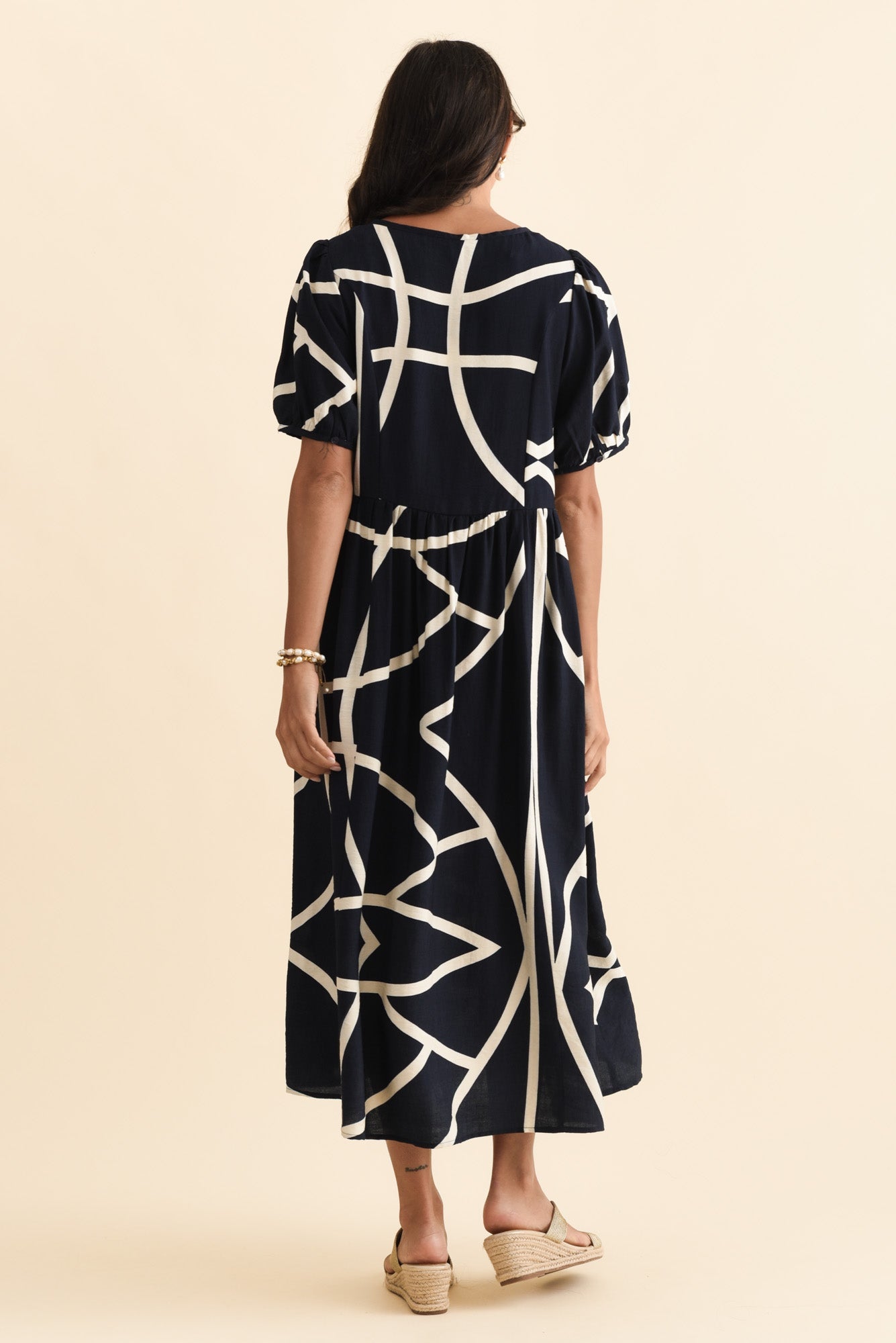 Cosgrove Navy Abstract Pocket Dress